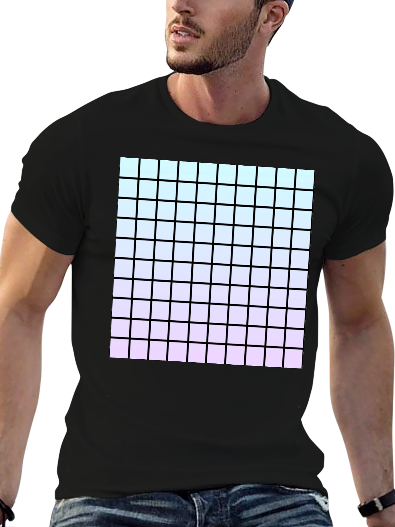 Grid Gradient T-Shirt - Modern Aesthetic