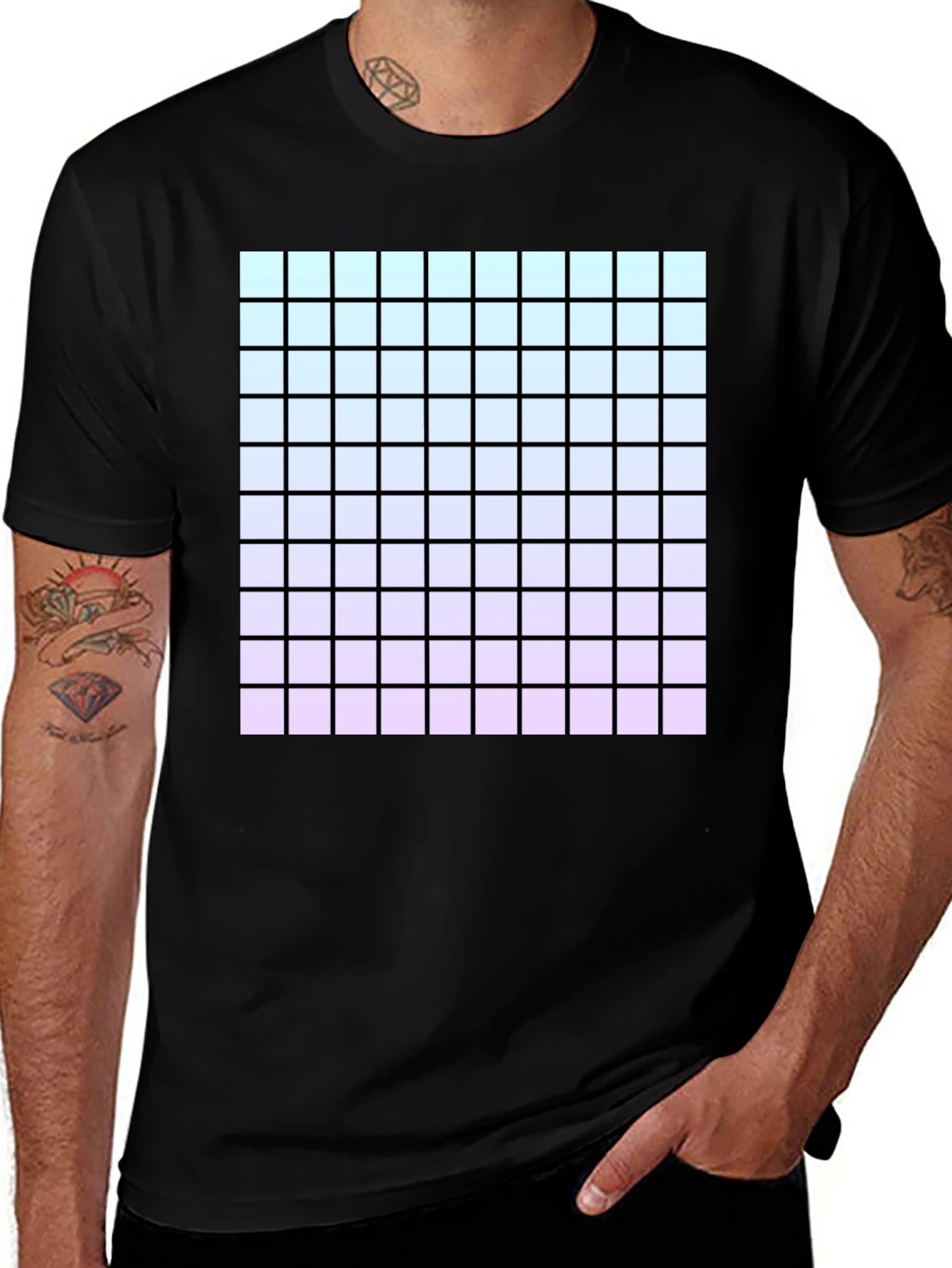 Grid Gradient T-Shirt - Modern Aesthetic