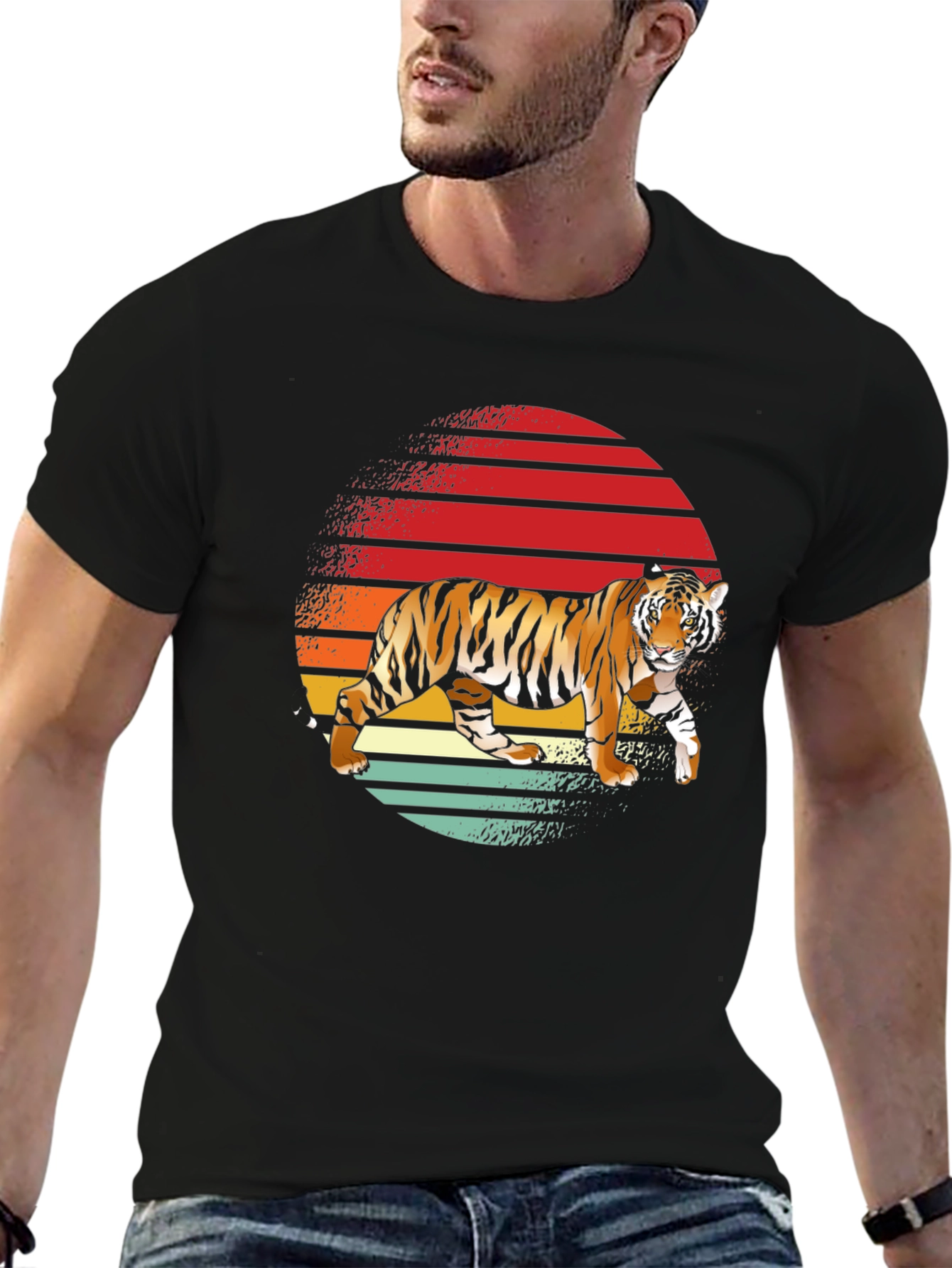 Retro Tiger Graphic T-Shirt - Cool Animal Tee