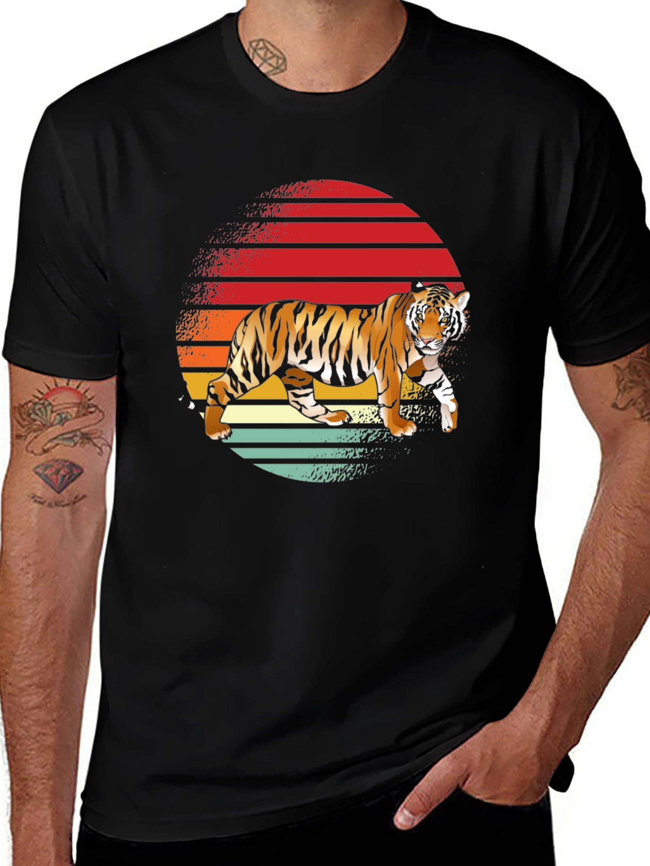 Retro Tiger Graphic T-Shirt - Cool Animal Tee