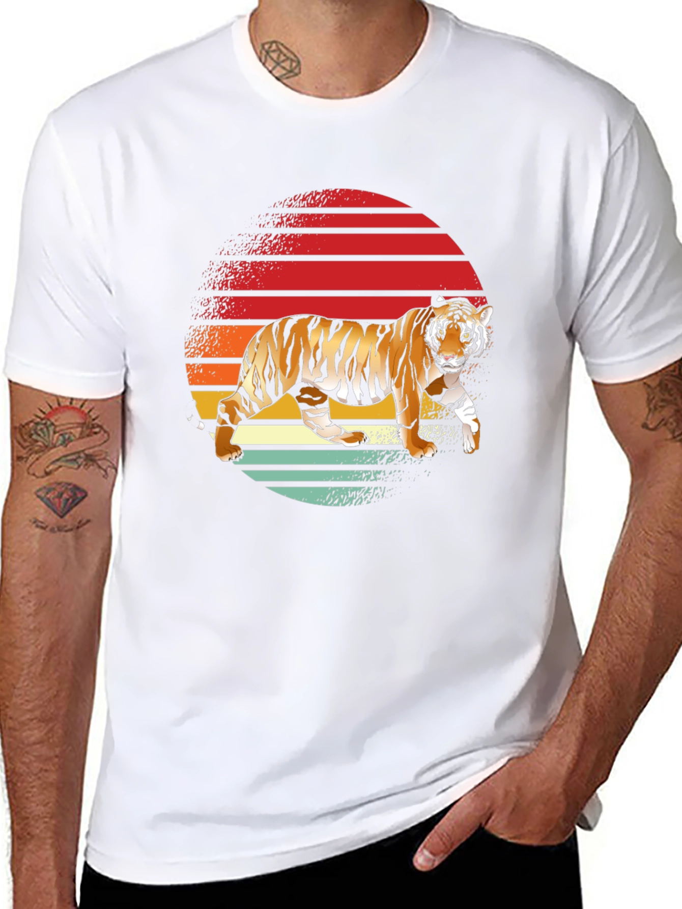 Retro Tiger Graphic T-Shirt - Cool Animal Tee