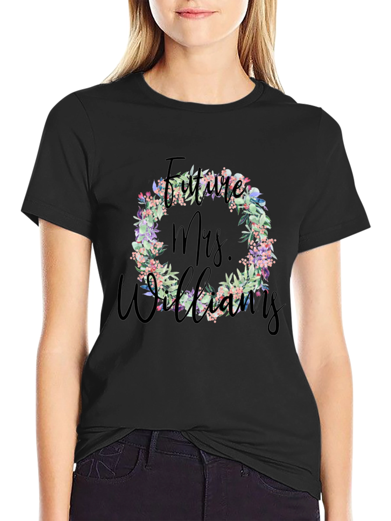 Future Mrs. Williams Floral Wreath T-Shirt