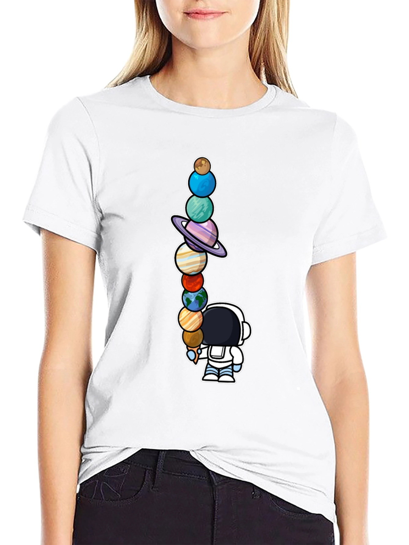 Astronaut Solar System Planets T-Shirt