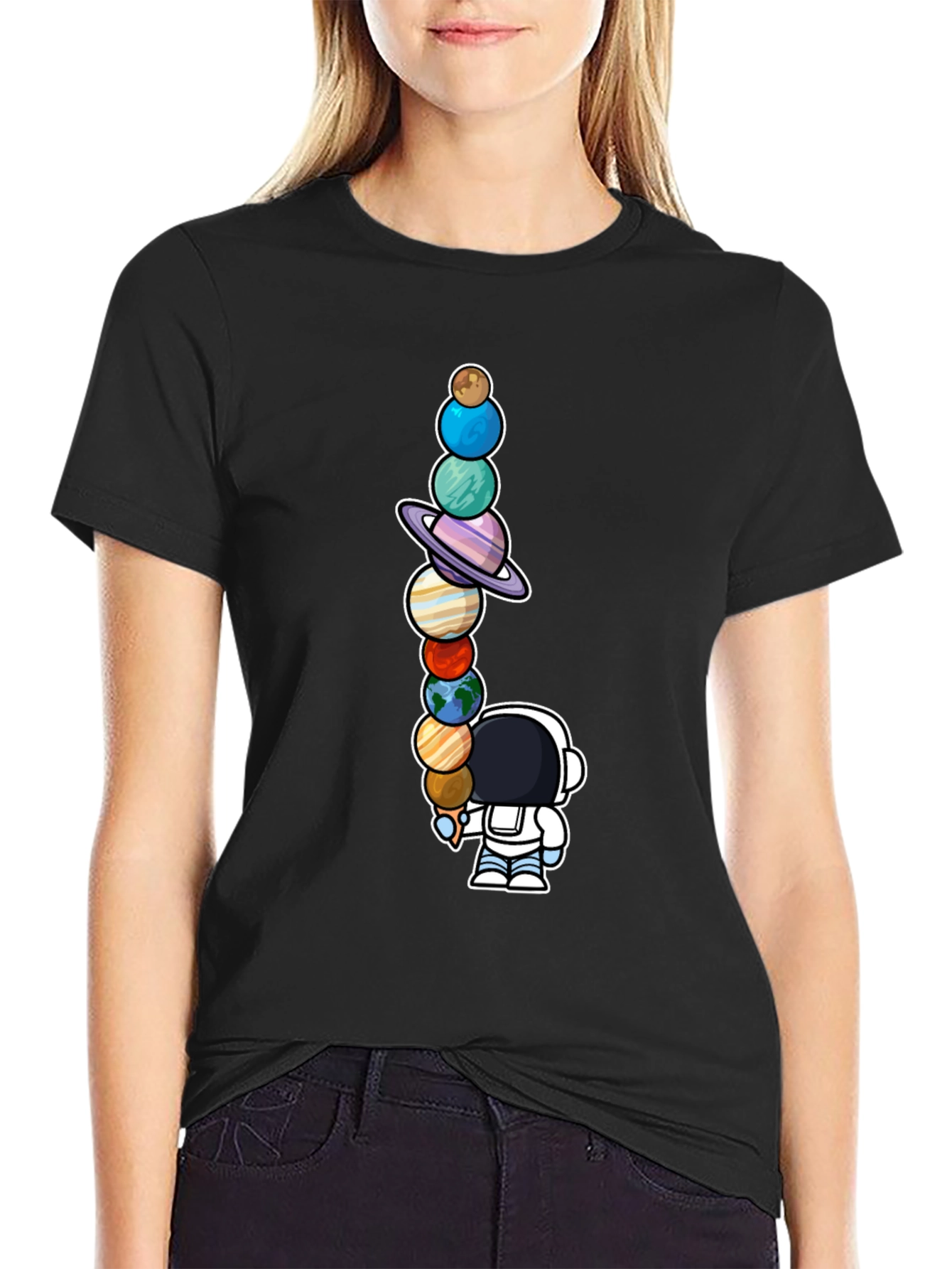 Astronaut Solar System Planets T-Shirt