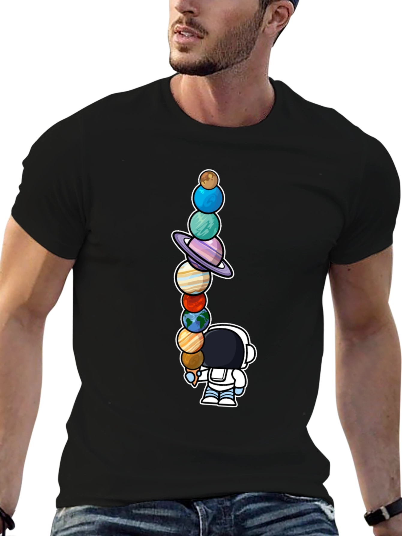 Astronaut Solar System Planets T-Shirt