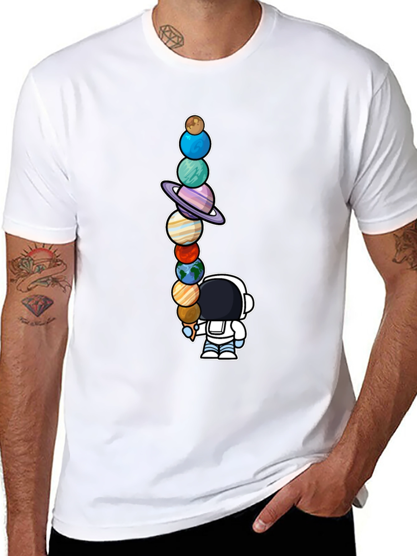 Astronaut Solar System Planets T-Shirt