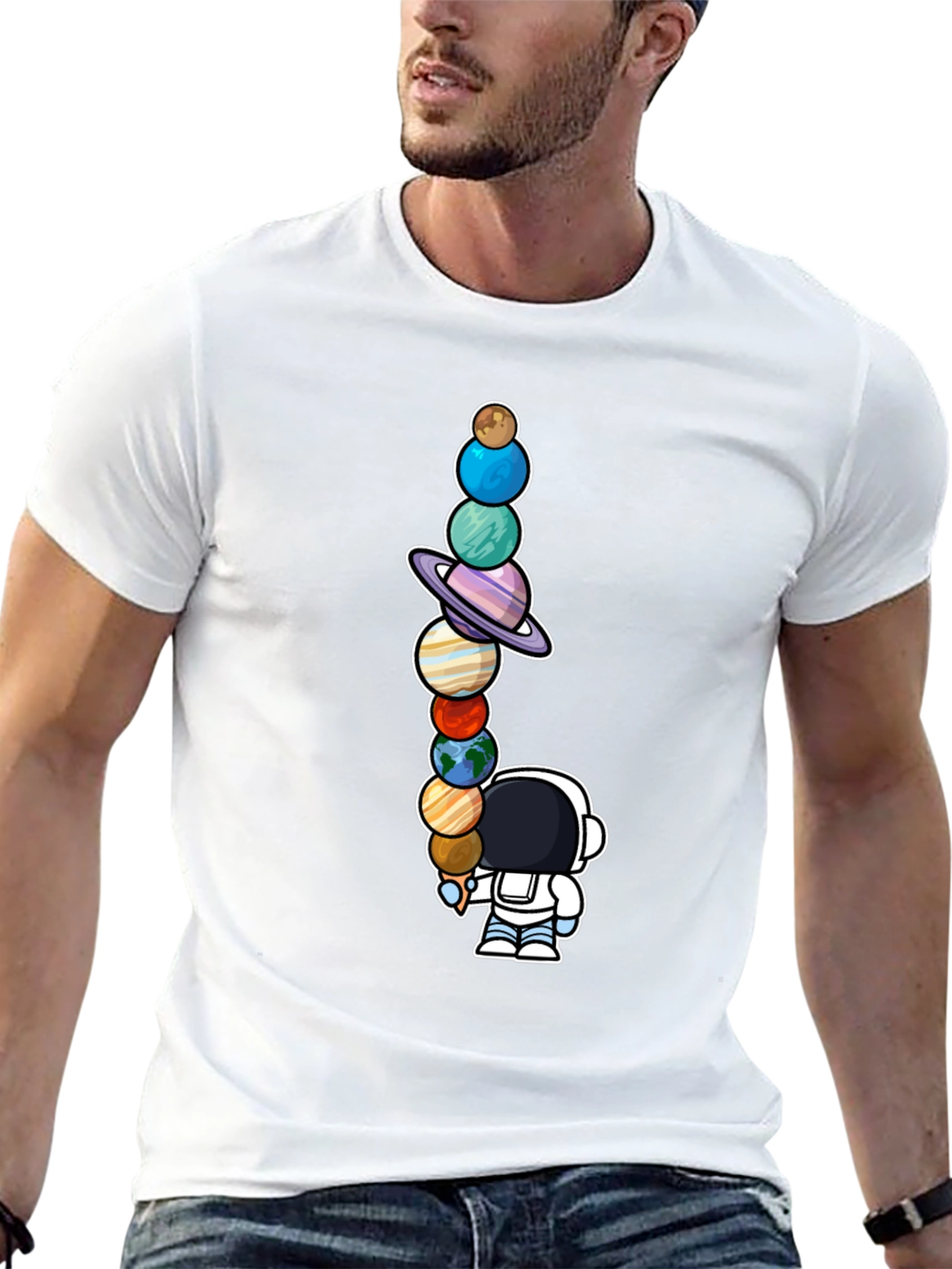 Astronaut Solar System Planets T-Shirt