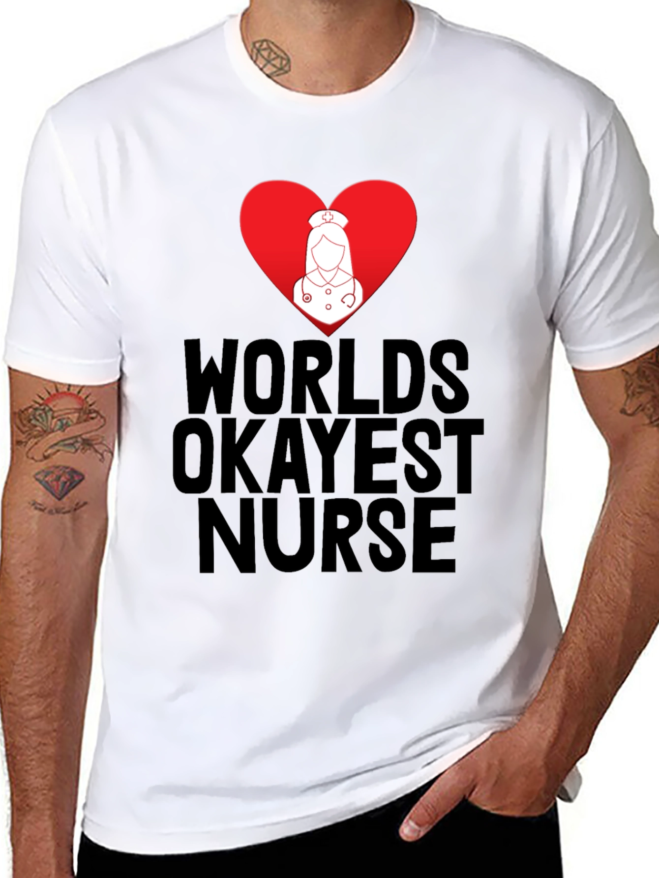 Worlds Okayest Nurse T-Shirt - Funny Nurse Tee