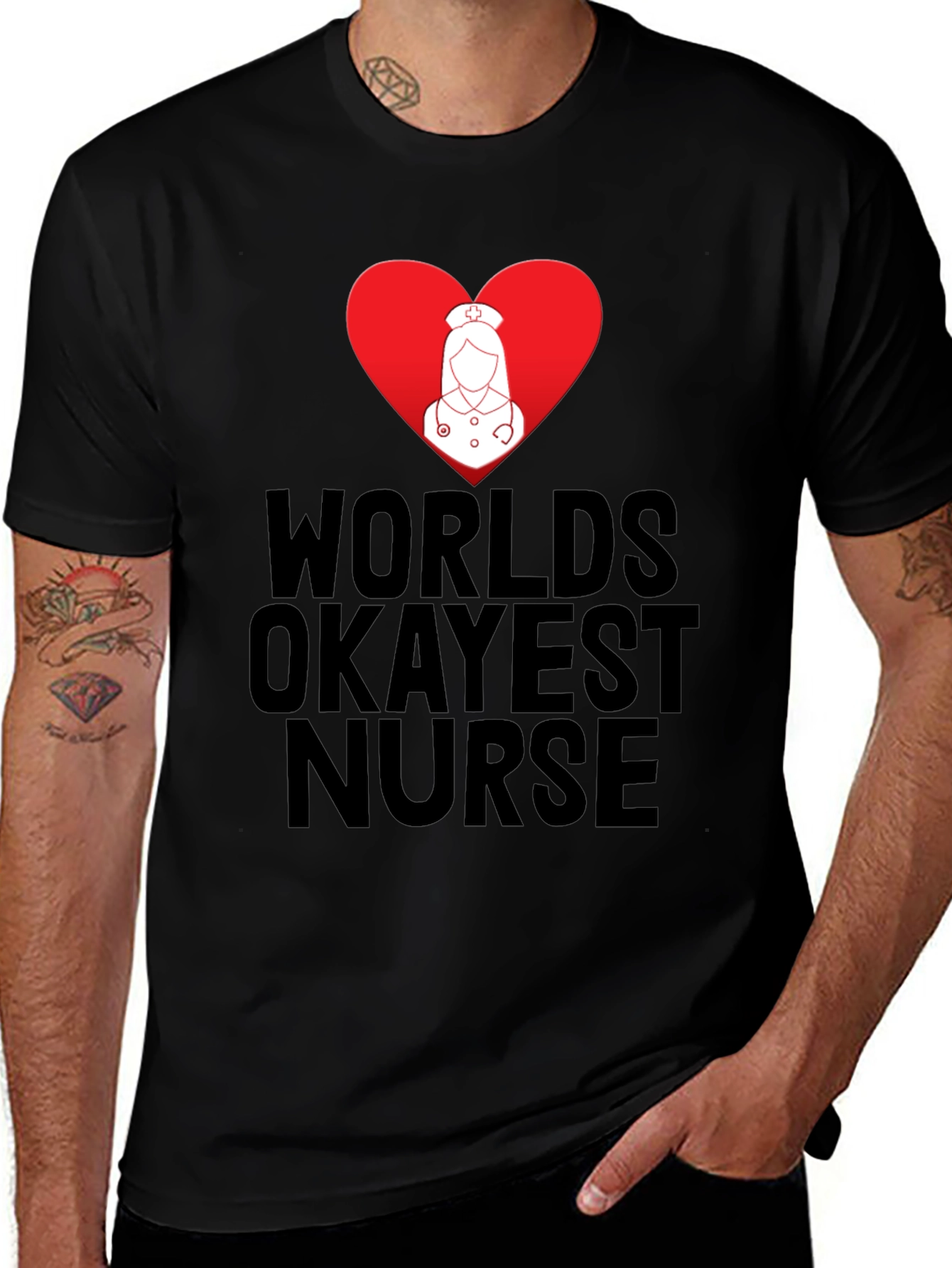 Worlds Okayest Nurse T-Shirt - Funny Nurse Tee