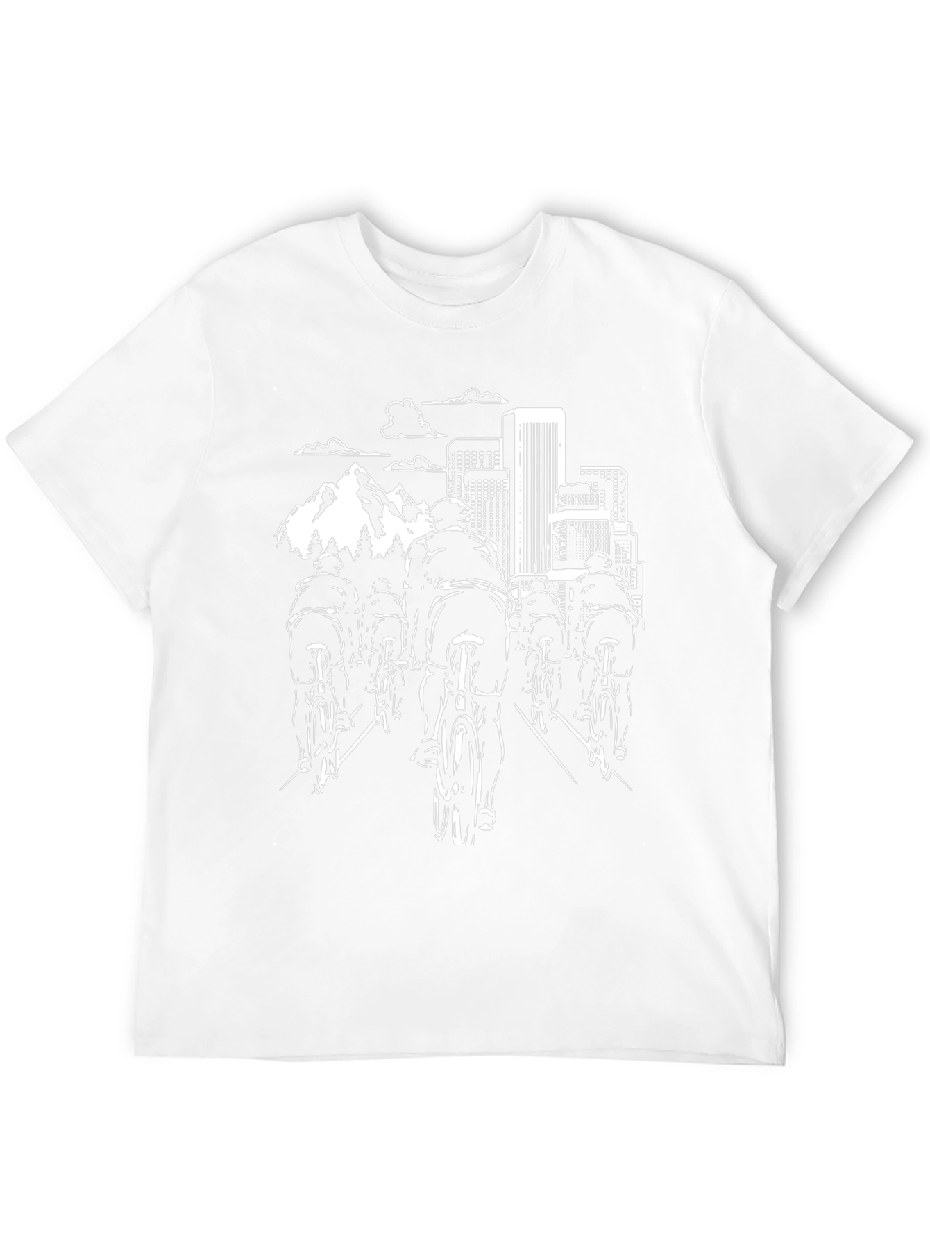Cycling Cityscape Graphic Tee - Black Cotton Shirt