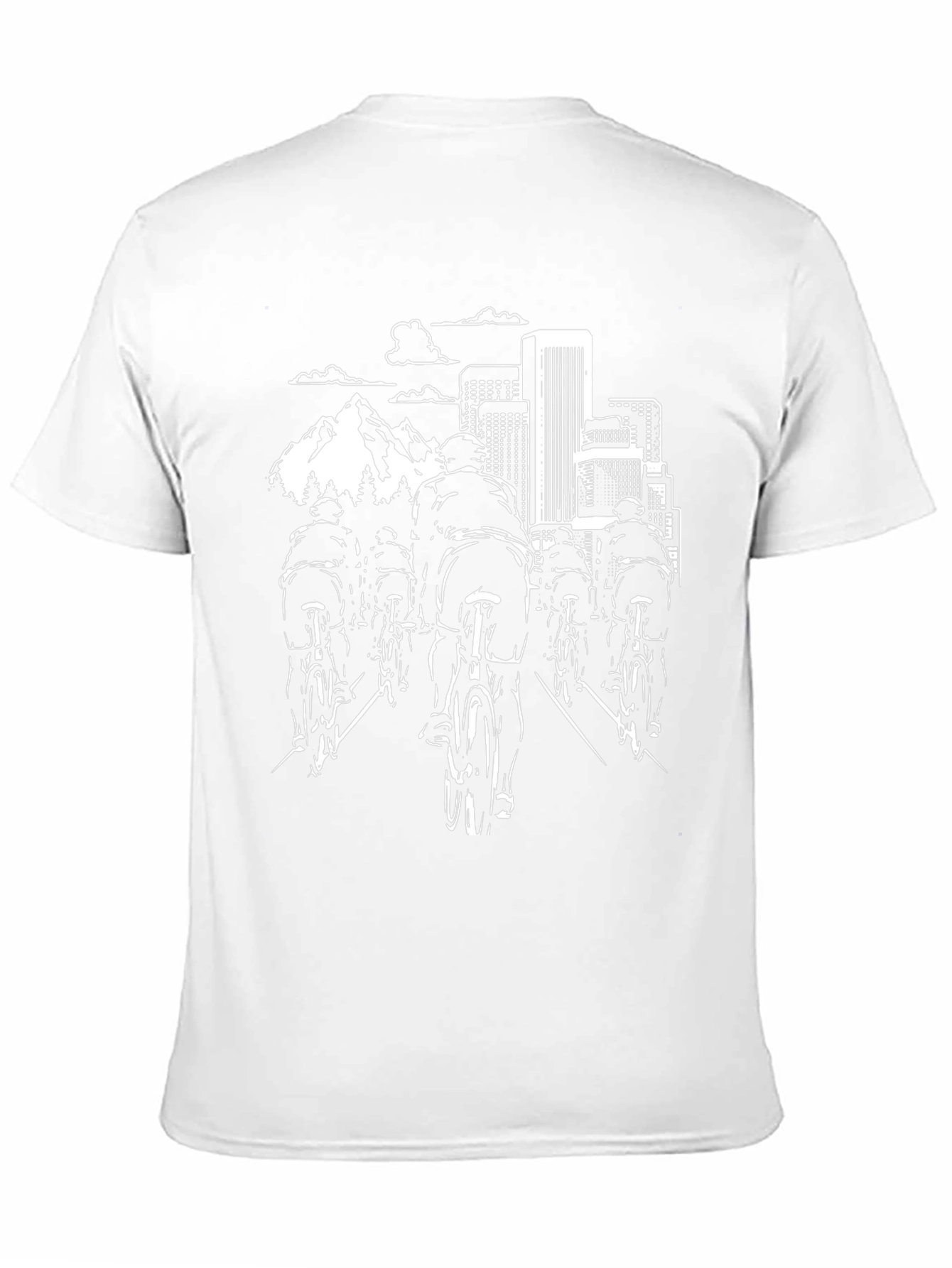 Cycling Cityscape Graphic Tee - Black Cotton Shirt