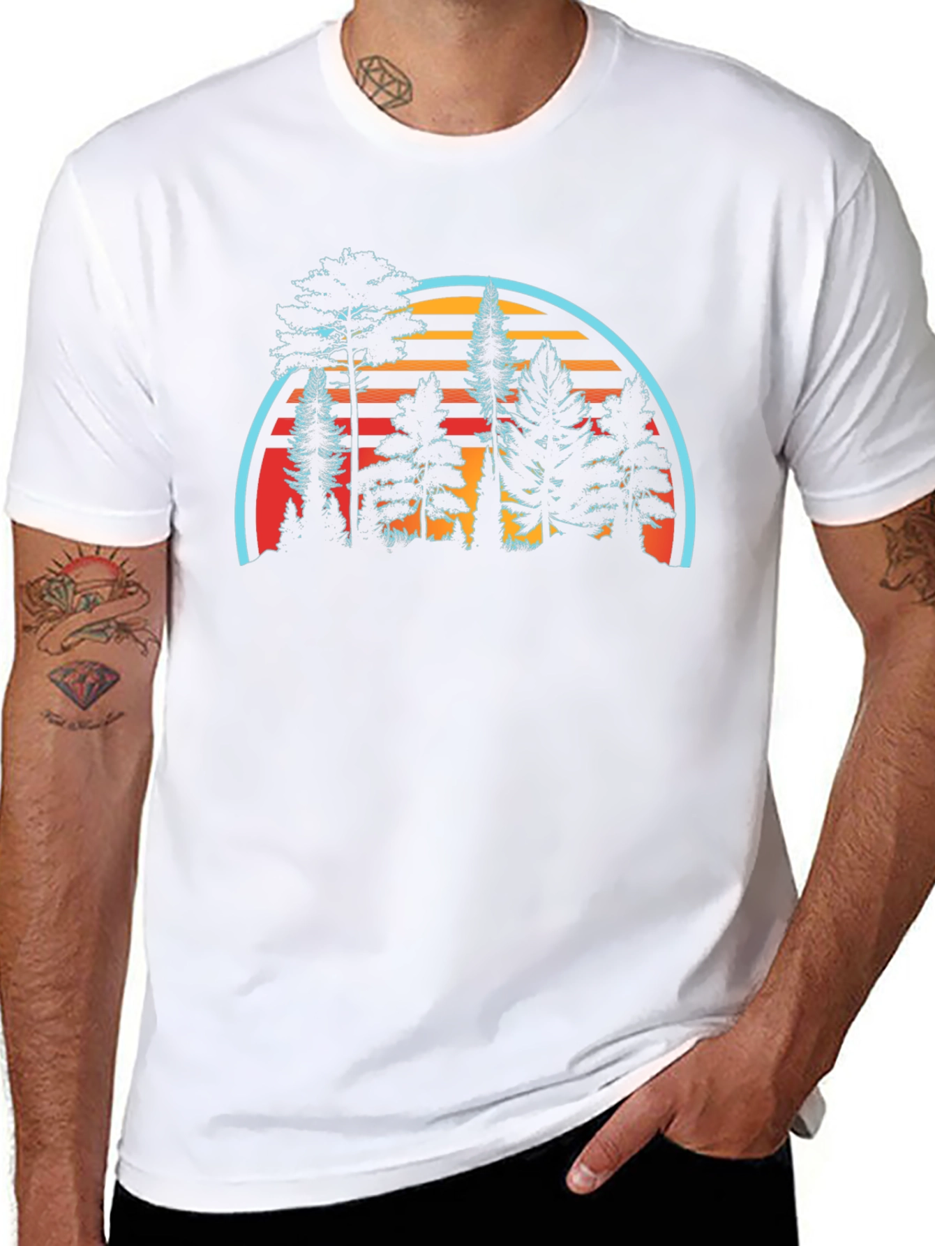 Retro Sunset Forest Graphic Tee