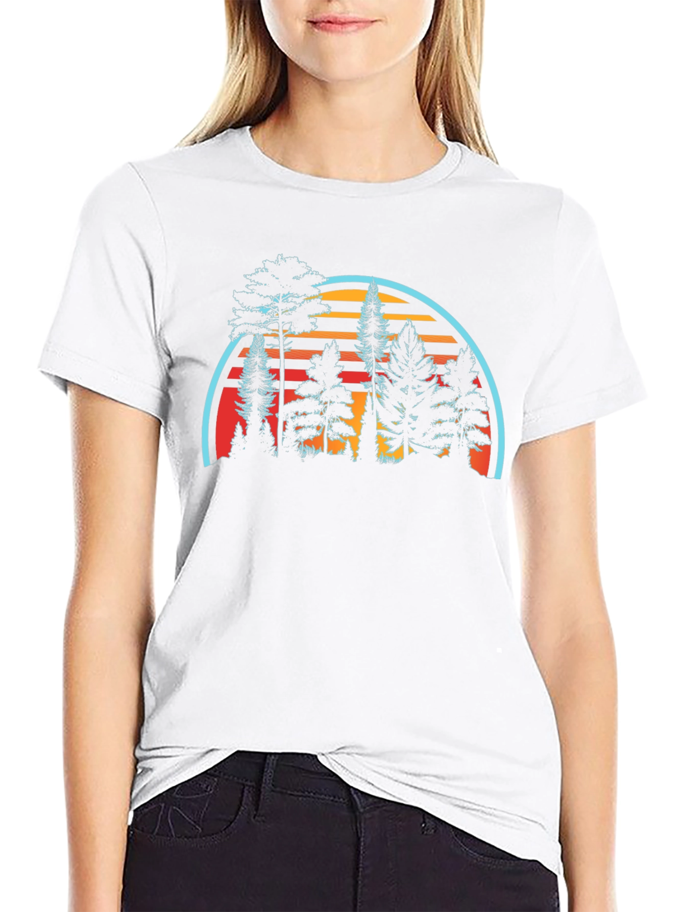 Retro Sunset Forest Graphic Tee