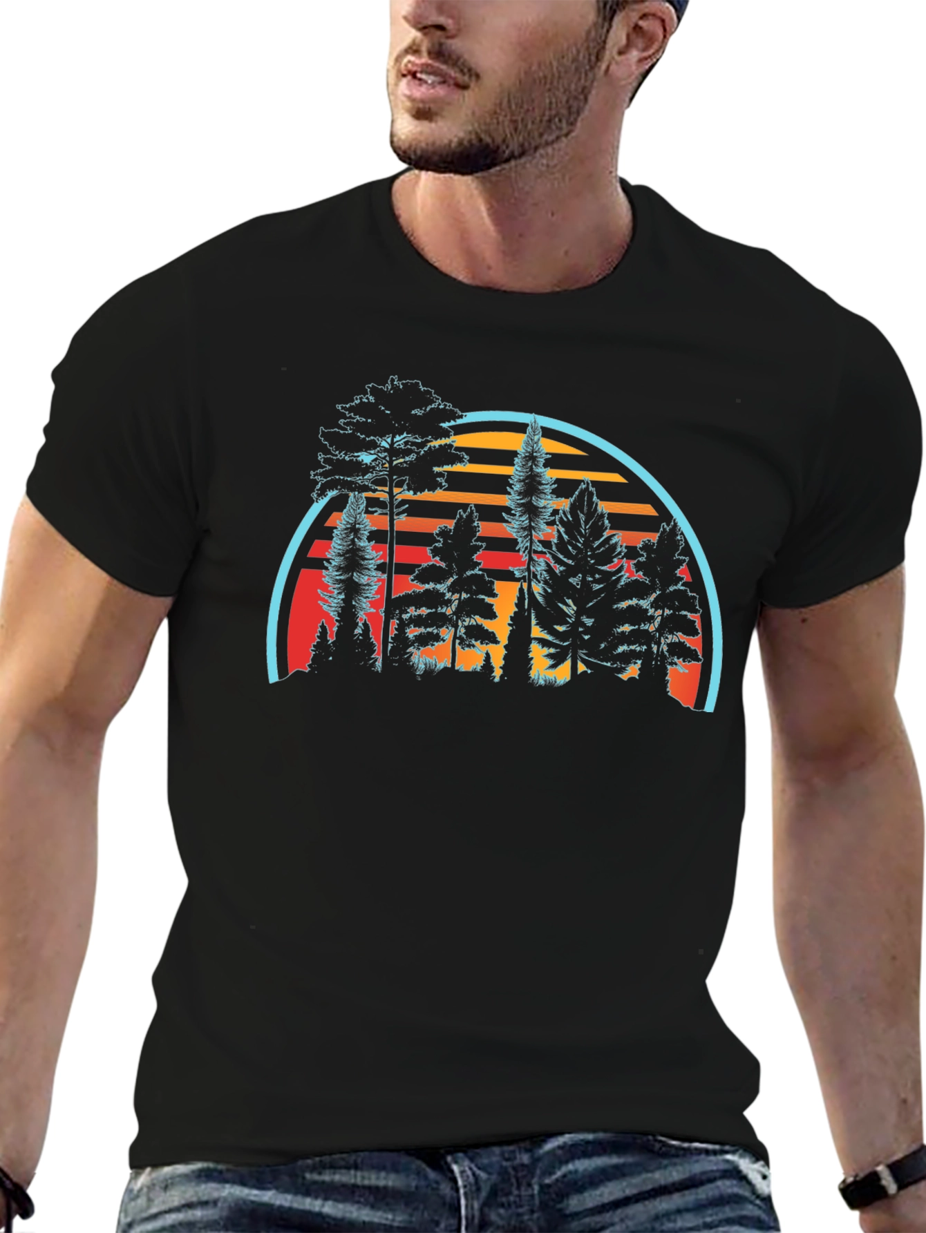 Retro Sunset Forest Graphic Tee