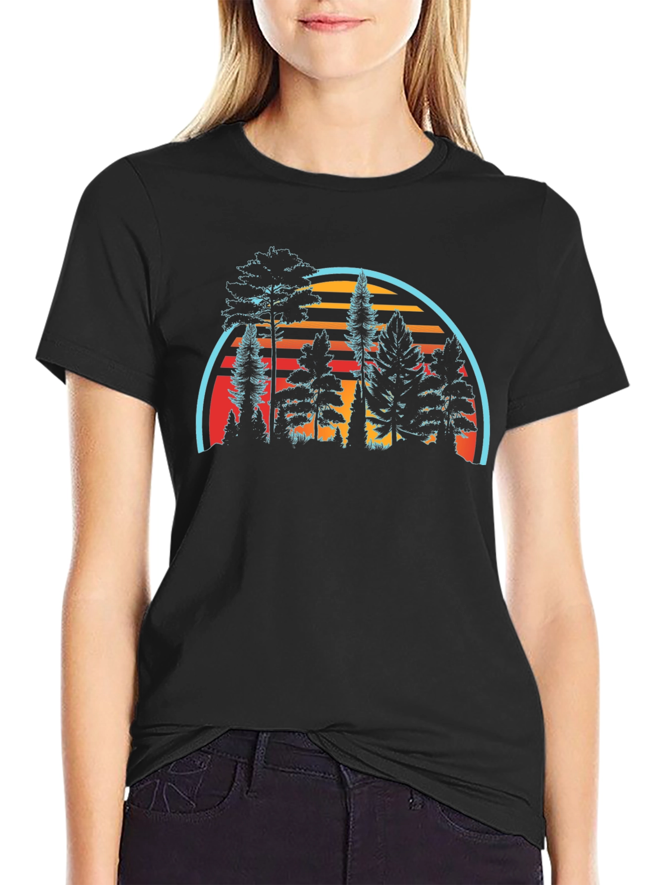 Retro Sunset Forest Graphic Tee