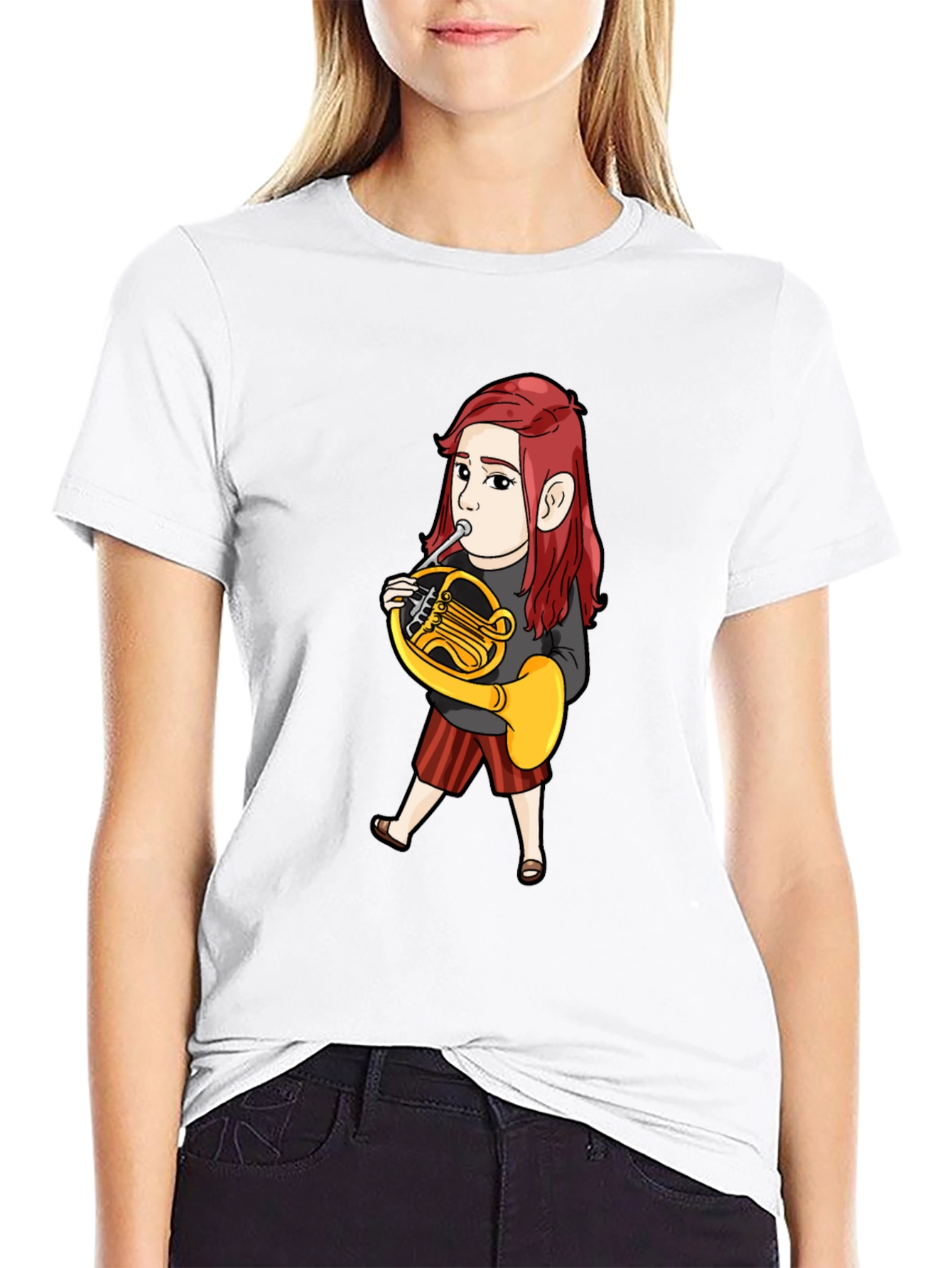 French Horn Player Cartoon T-Shirt