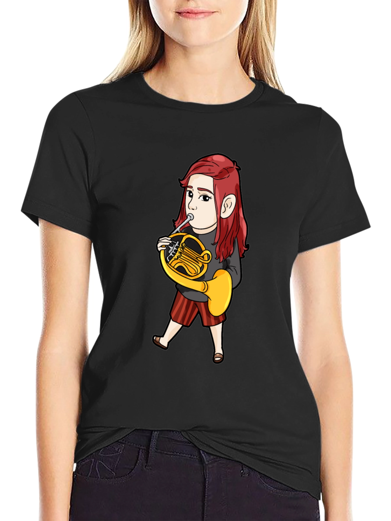 French Horn Player Cartoon T-Shirt