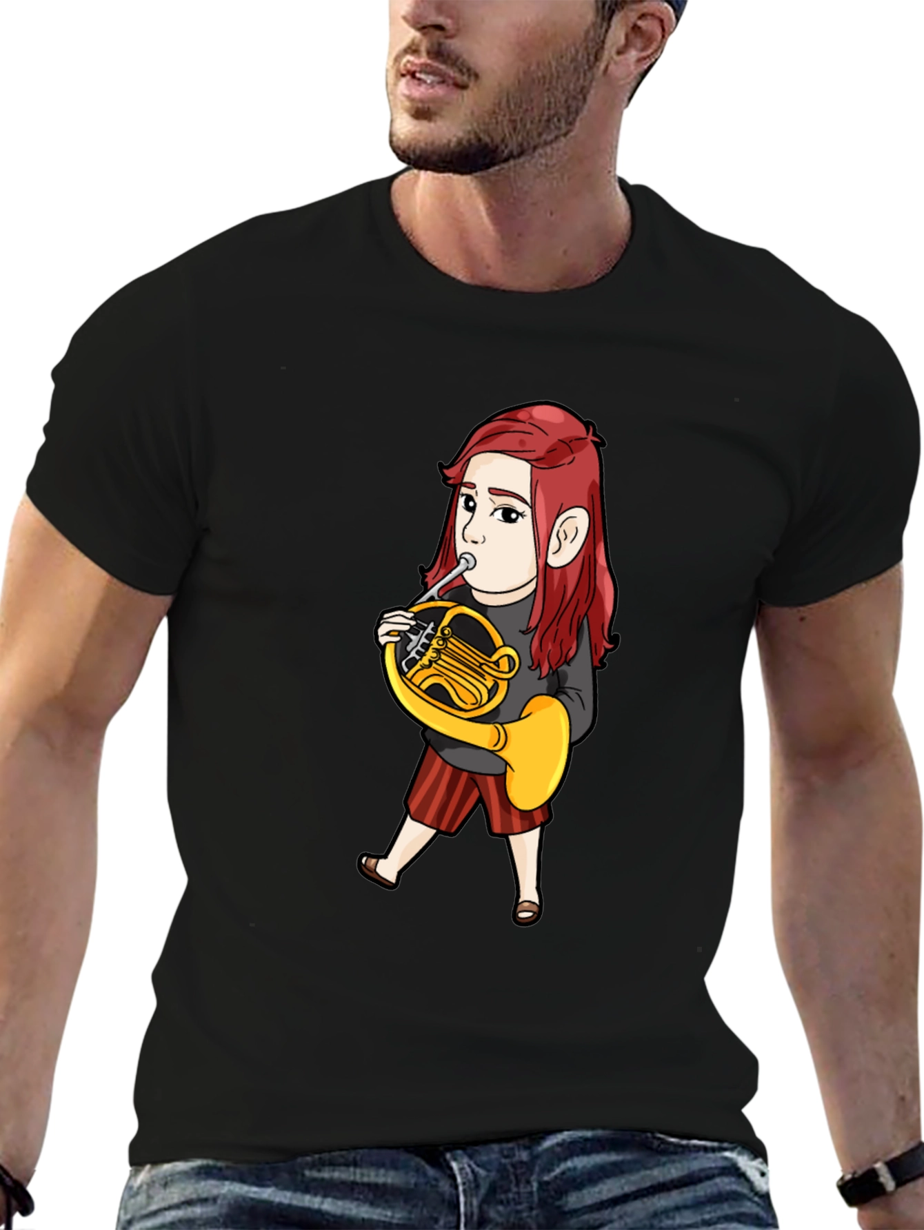 French Horn Player Cartoon T-Shirt