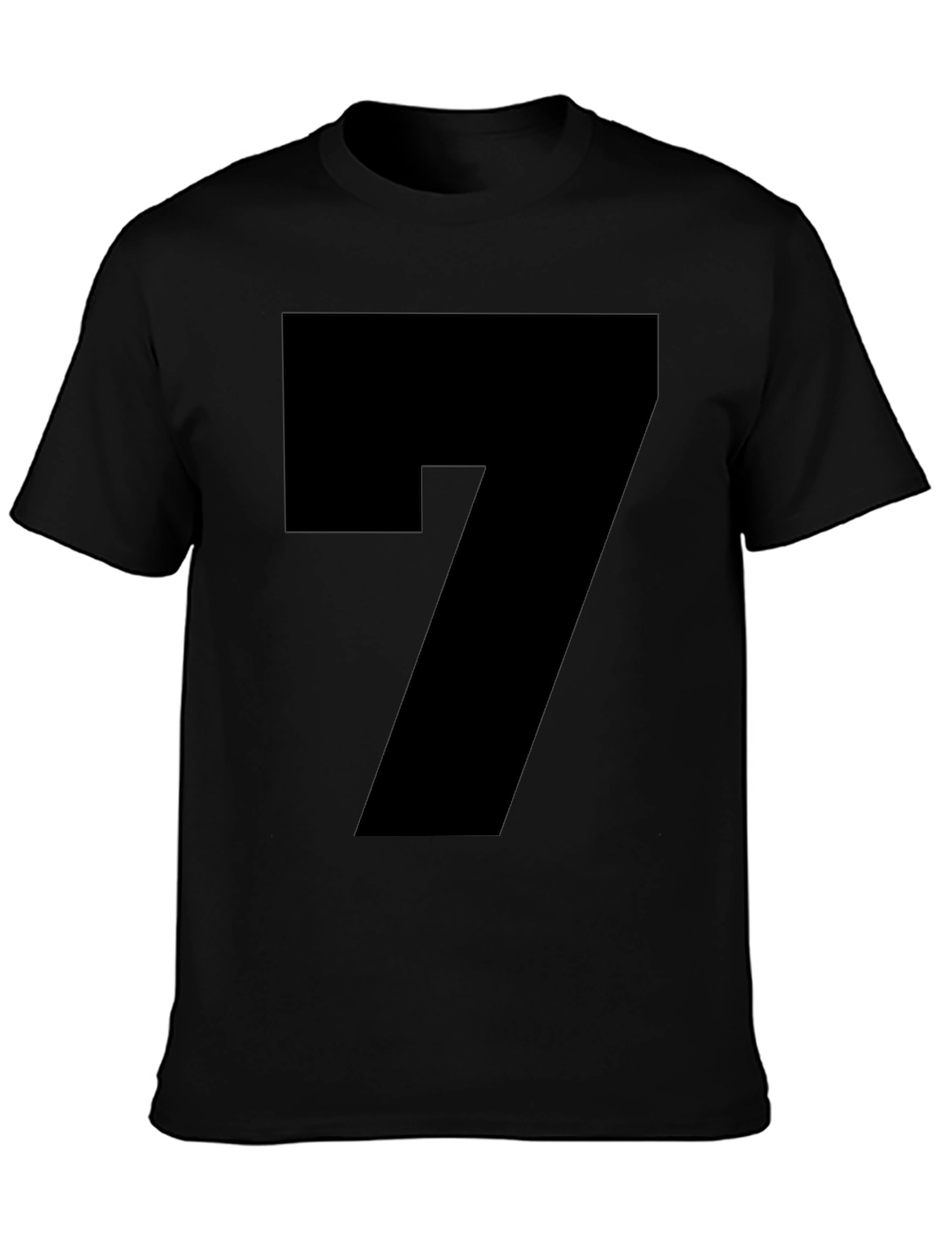 Bold Number 7 Graphic Tee - Modern Black T-Shirt