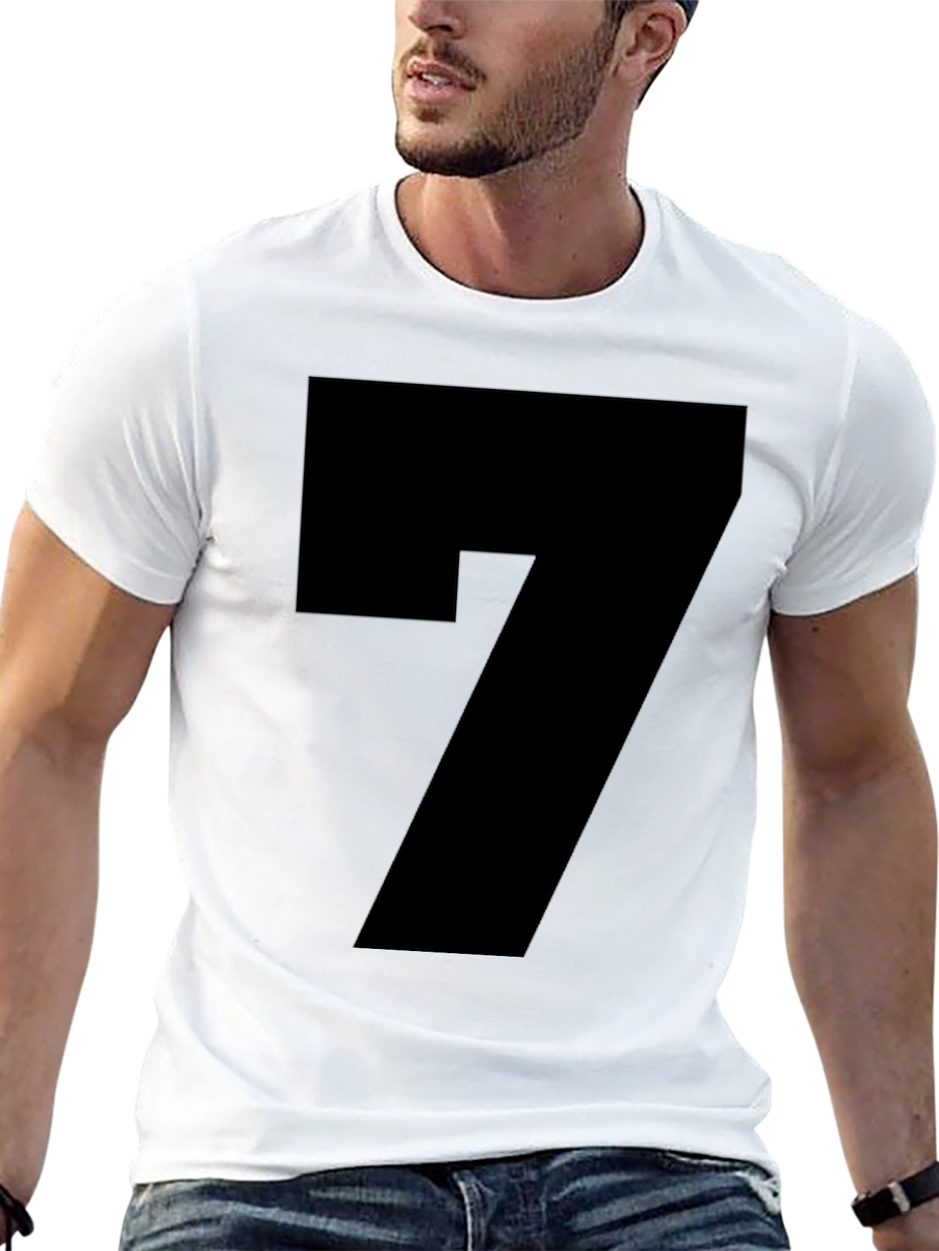 Bold Number 7 Graphic Tee - Modern Black T-Shirt