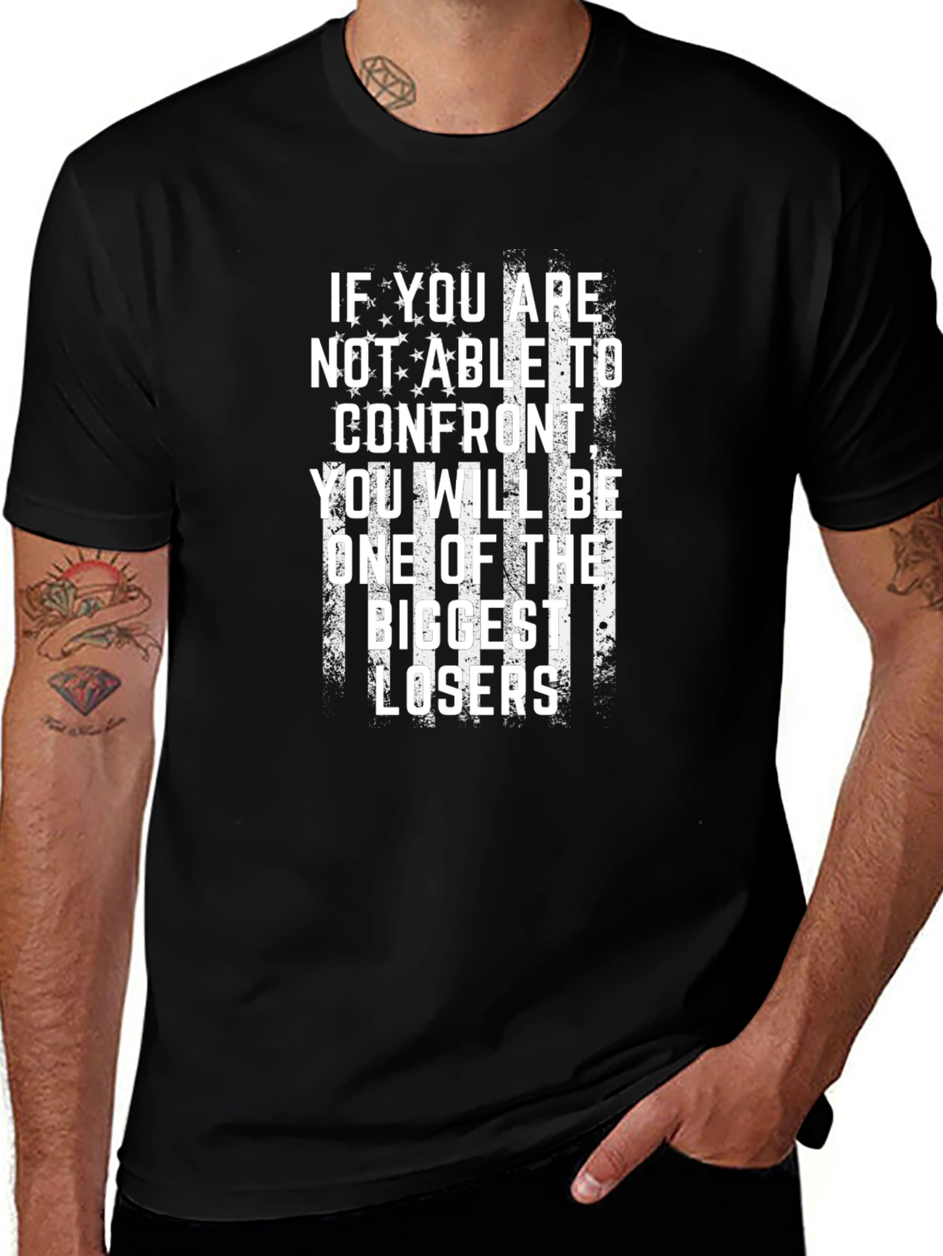 Motivational T-Shirt: Confront Biggest Losers Design