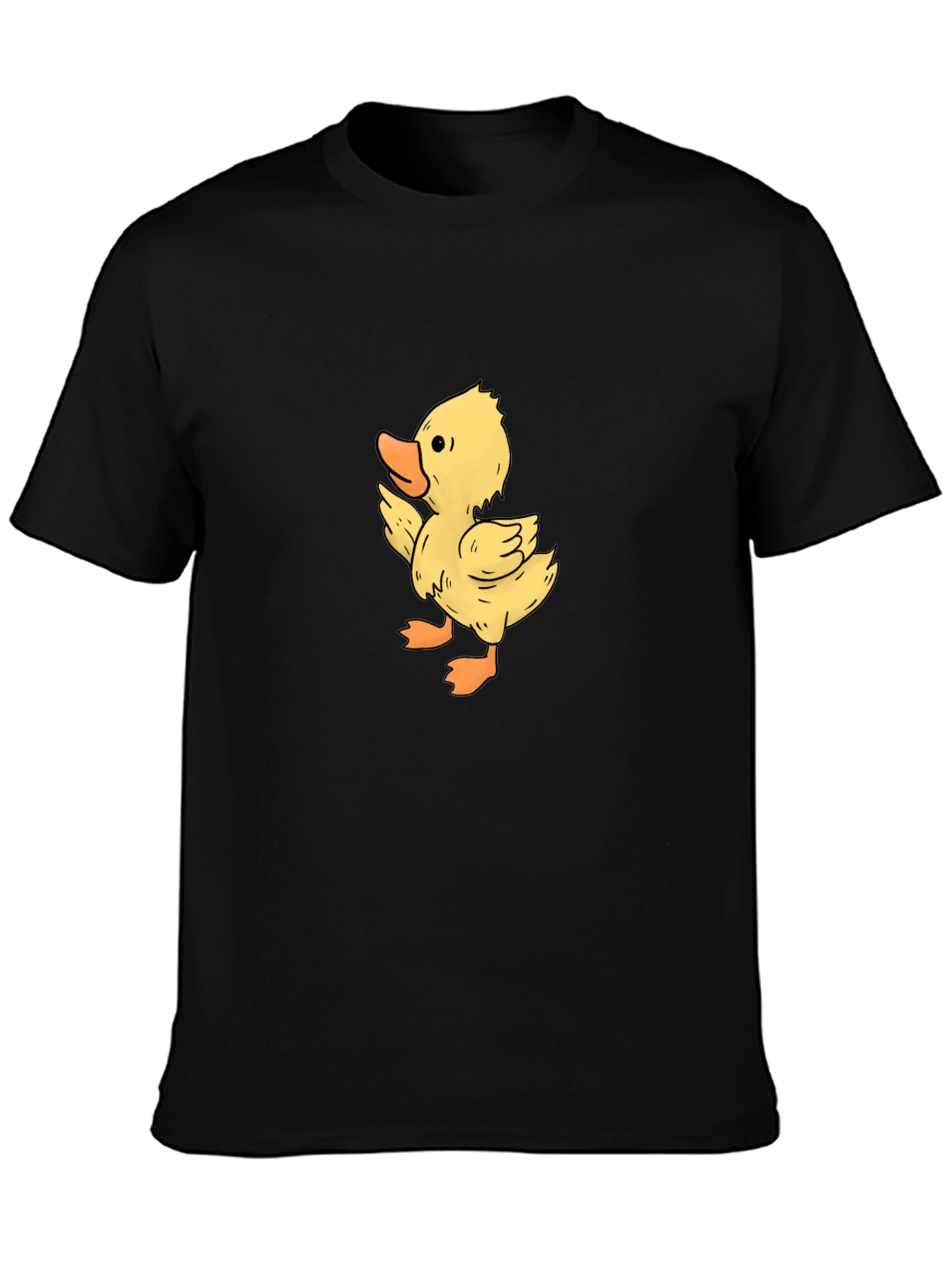 Cute Duckling Graphic Print Black T-Shirt
