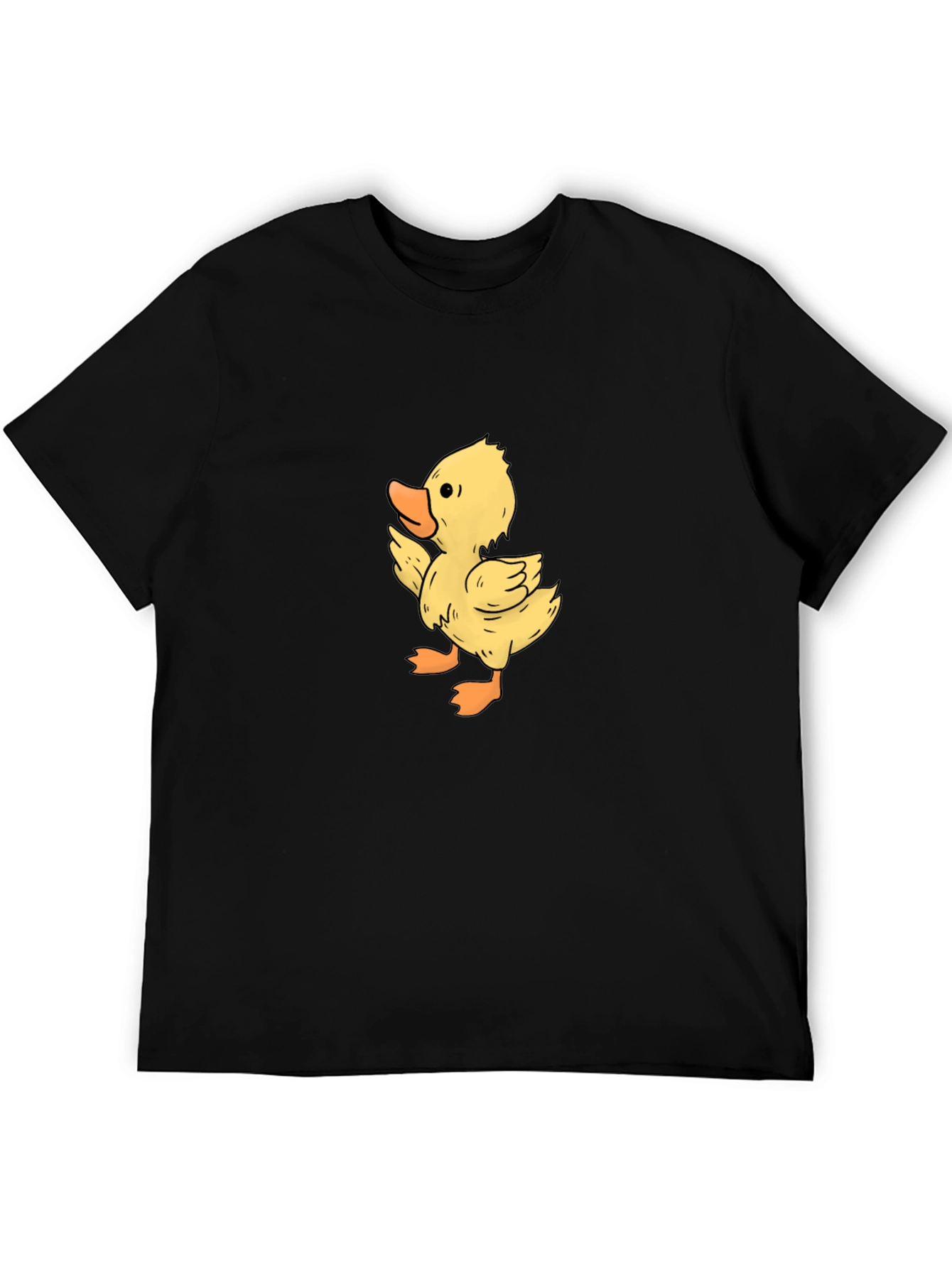 Cute Duckling Graphic Print Black T-Shirt