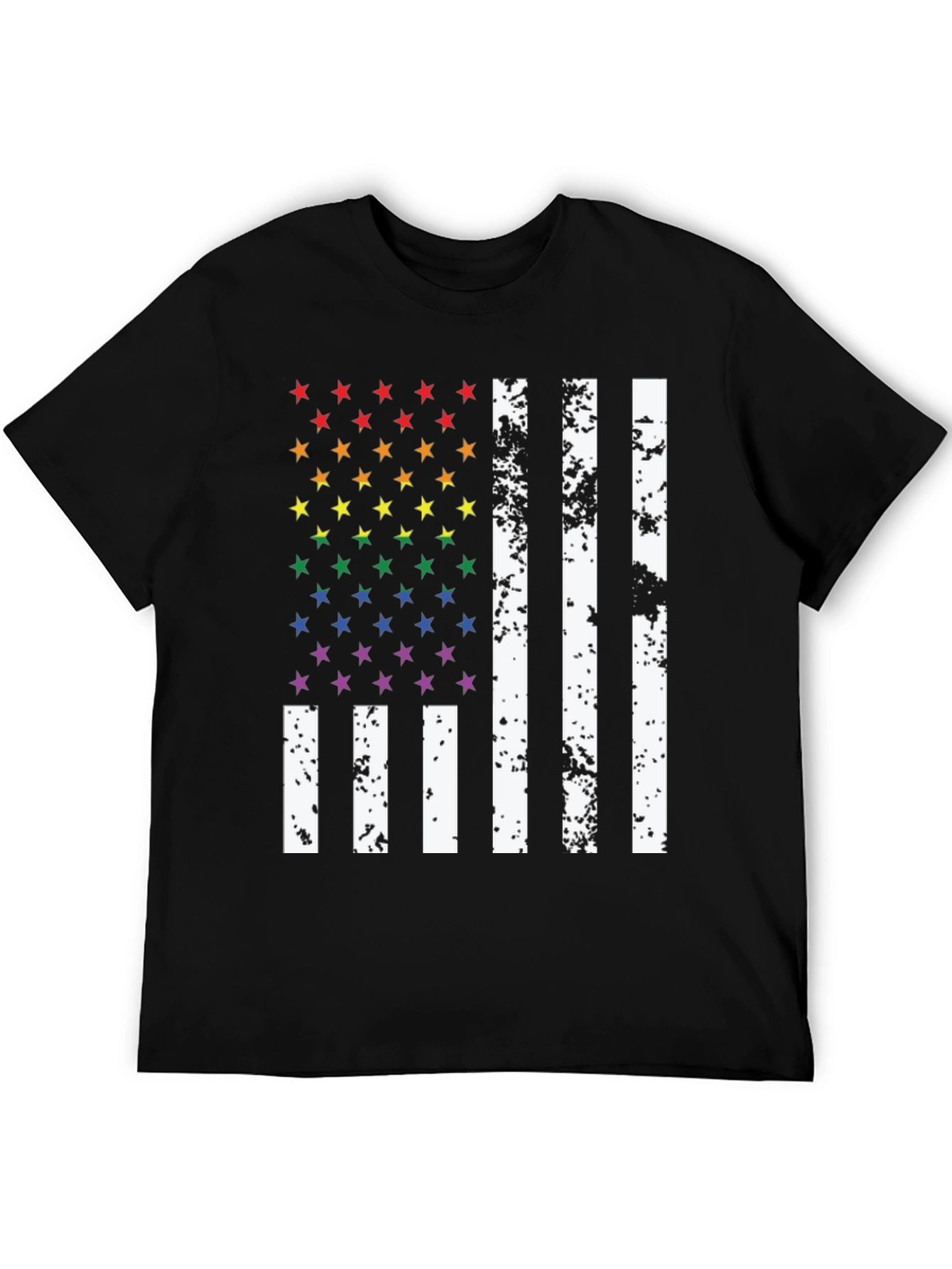 Pride Flag T-Shirt - Rainbow Stars & Stripes