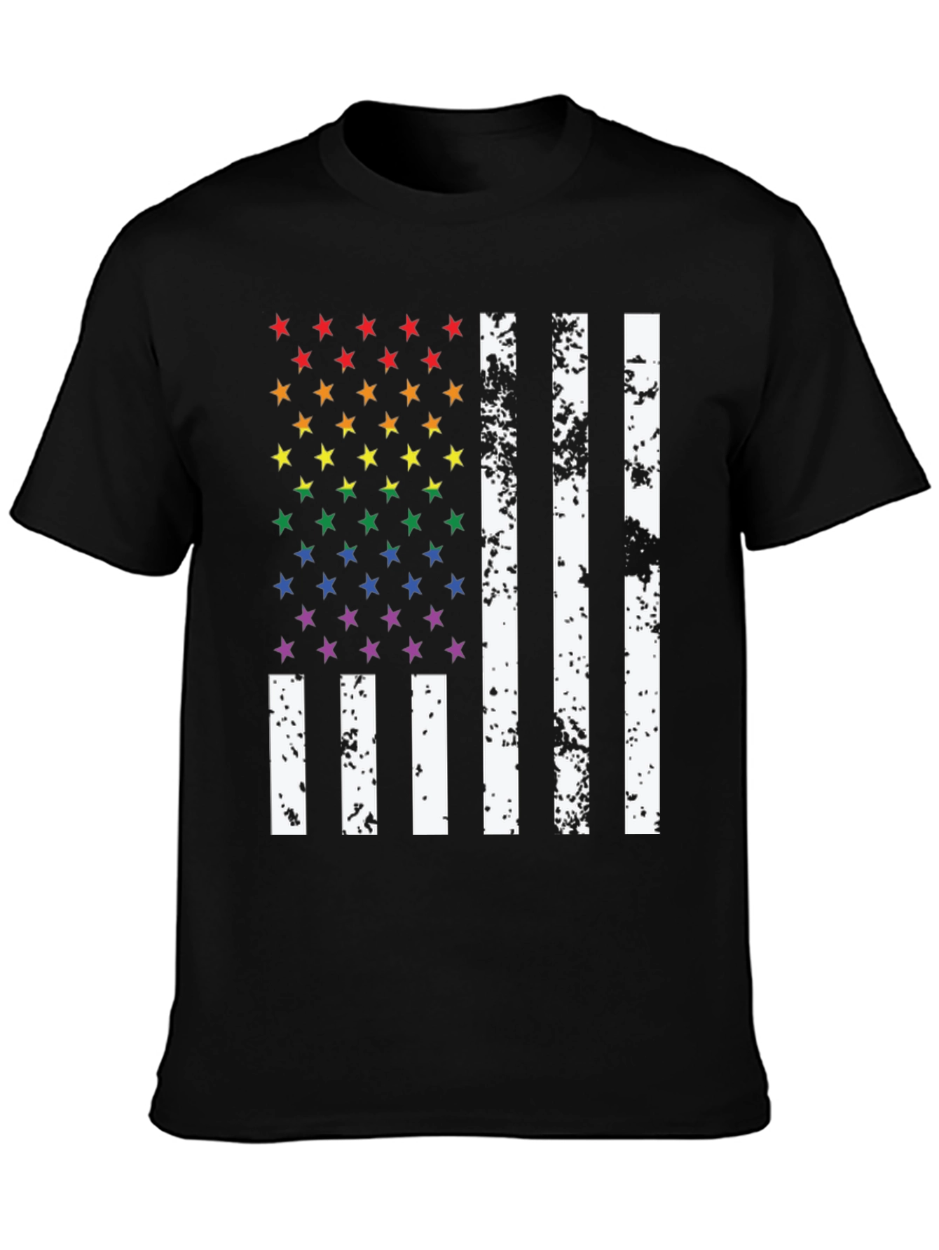 Pride Flag T-Shirt - Rainbow Stars & Stripes