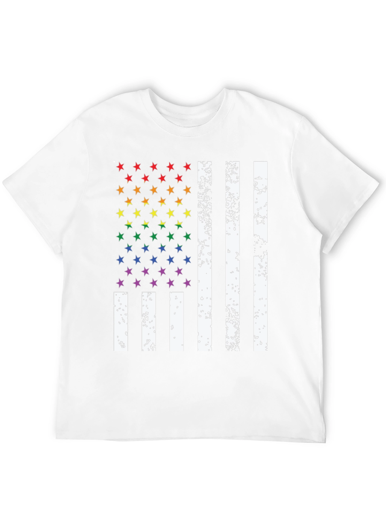 Pride Flag T-Shirt - Rainbow Stars & Stripes