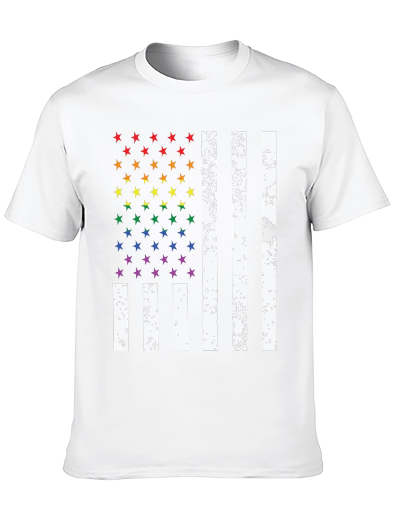 Pride Flag T-Shirt - Rainbow Stars & Stripes