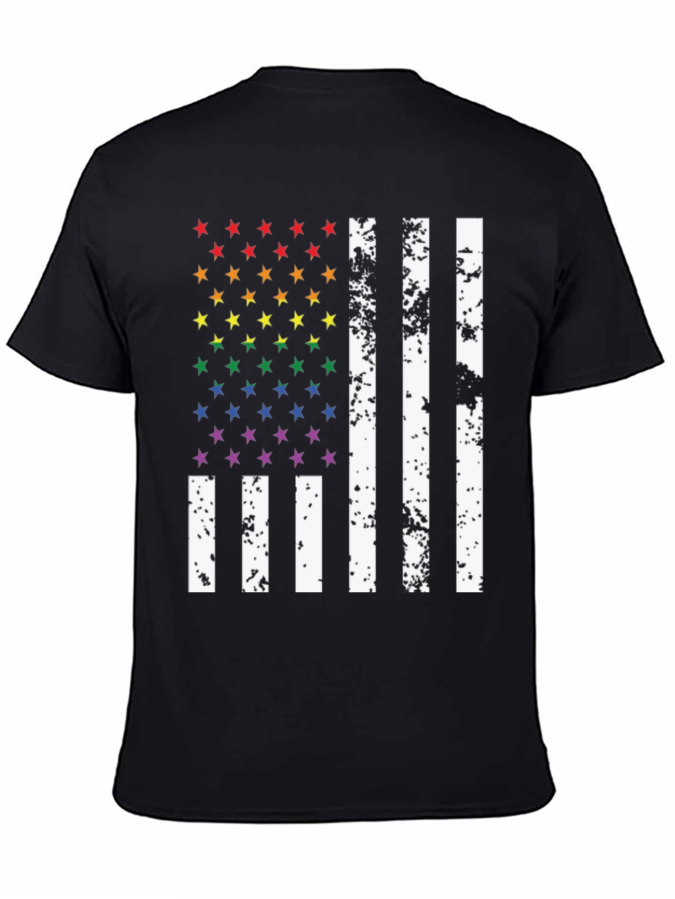 Pride Flag T-Shirt - Rainbow Stars & Stripes