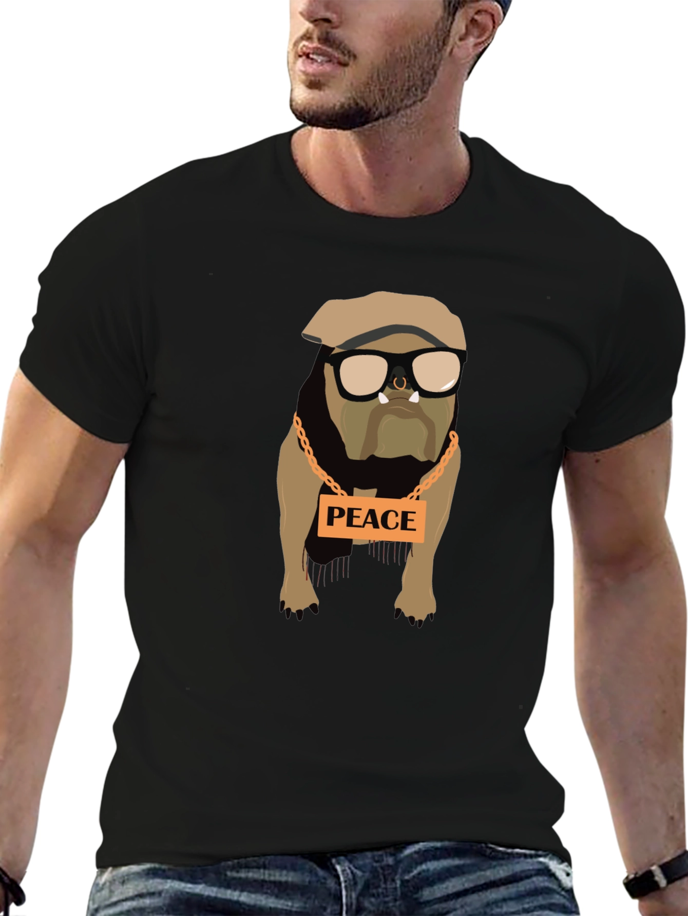 Peaceful Bulldog Graphic Tee - Stylish Comfort