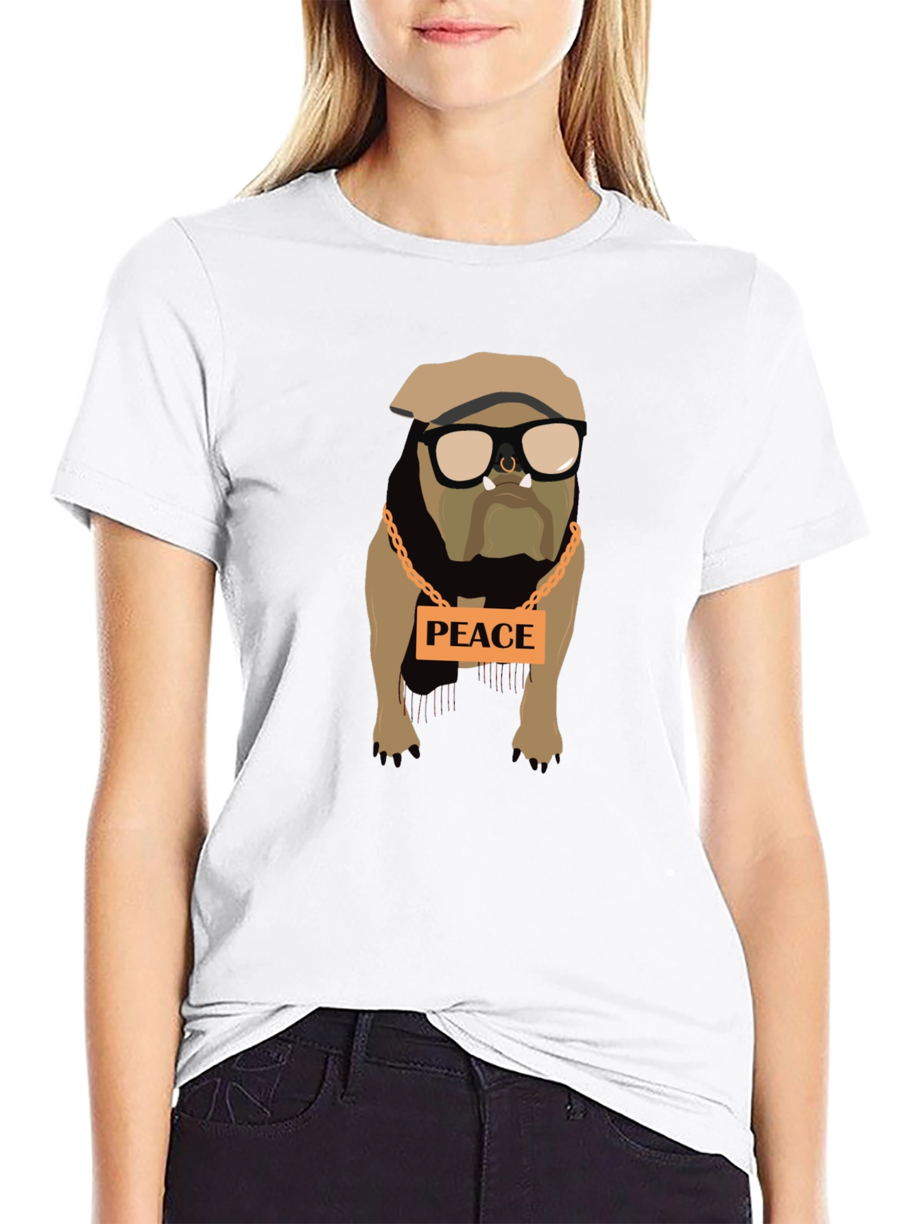 Peaceful Bulldog Graphic Tee - Stylish Comfort