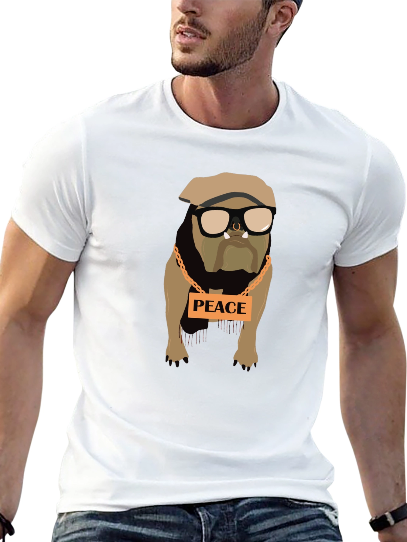 Peaceful Bulldog Graphic Tee - Stylish Comfort