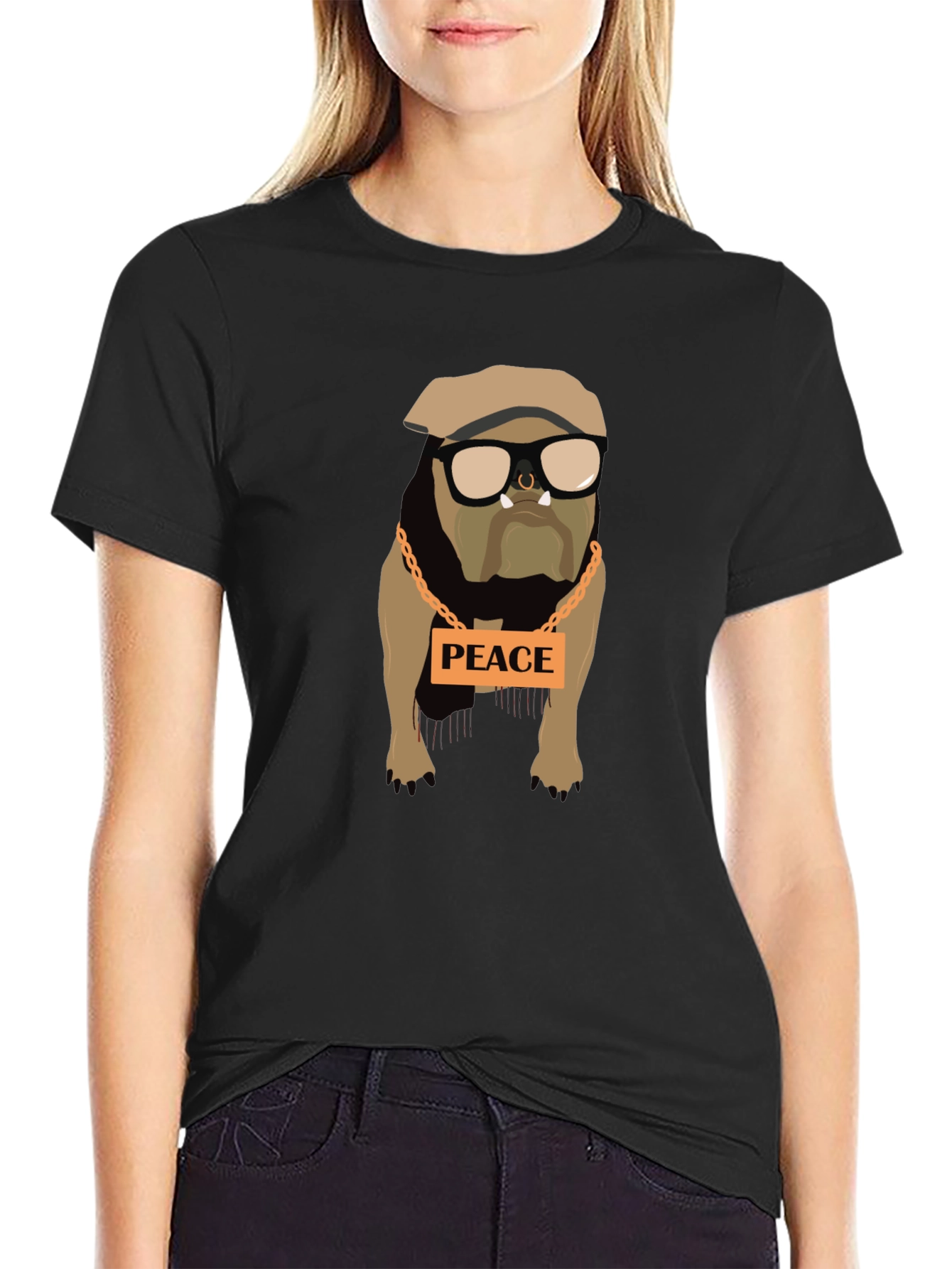Peaceful Bulldog Graphic Tee - Stylish Comfort