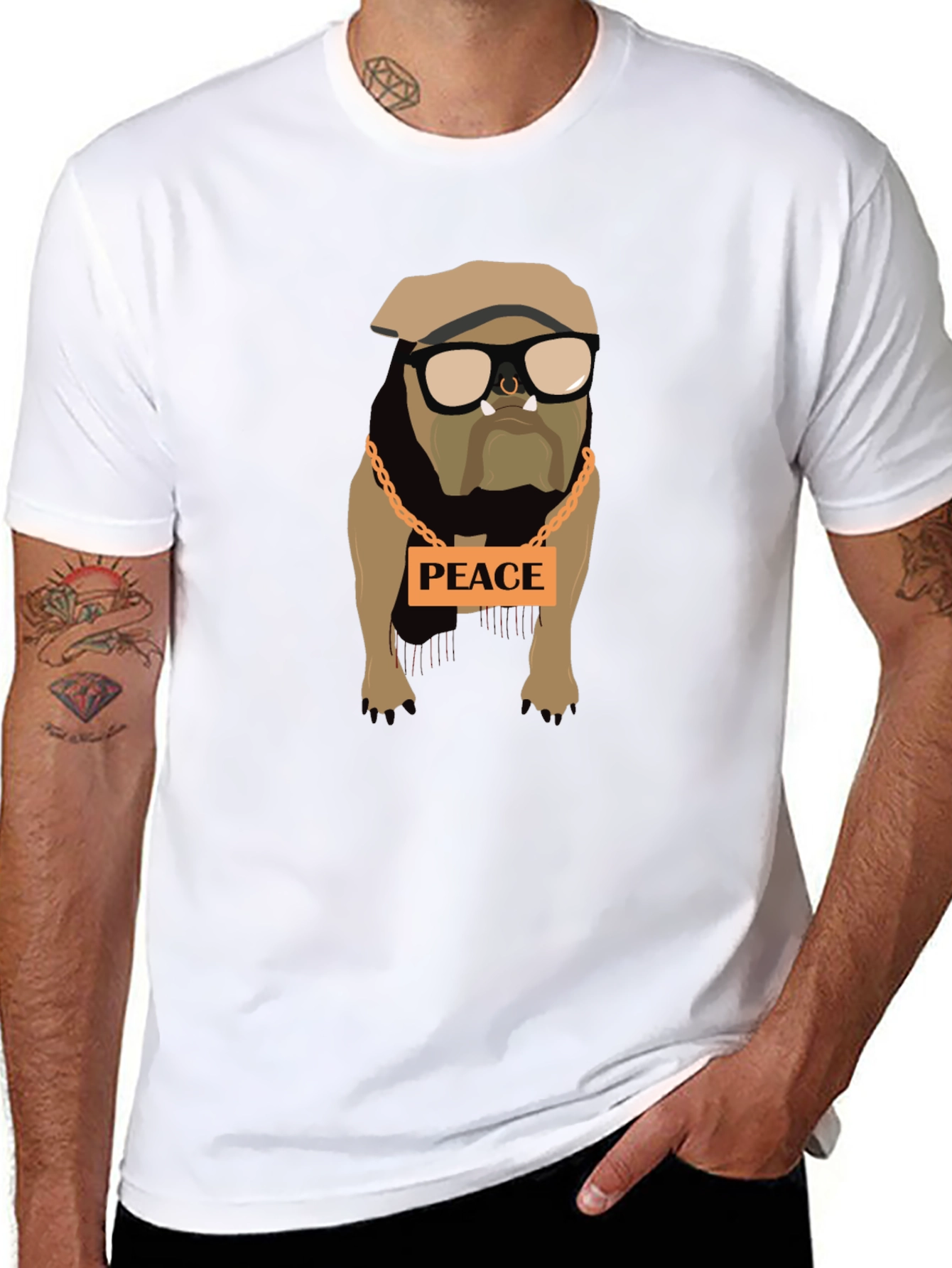 Peaceful Bulldog Graphic Tee - Stylish Comfort