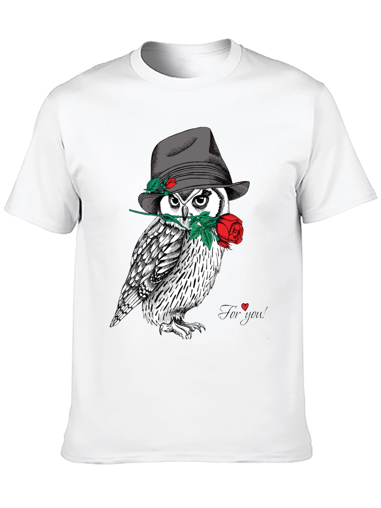 Owl in Hat T-Shirt - Unique Graphic Tee