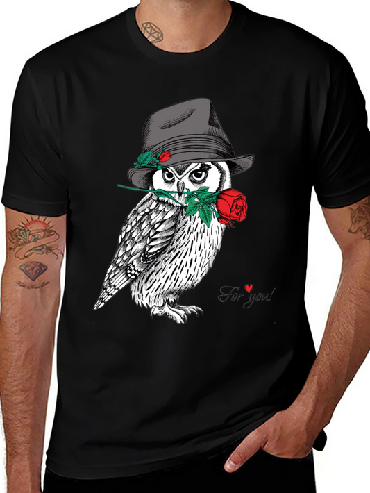Owl in Hat T-Shirt - Unique Graphic Tee