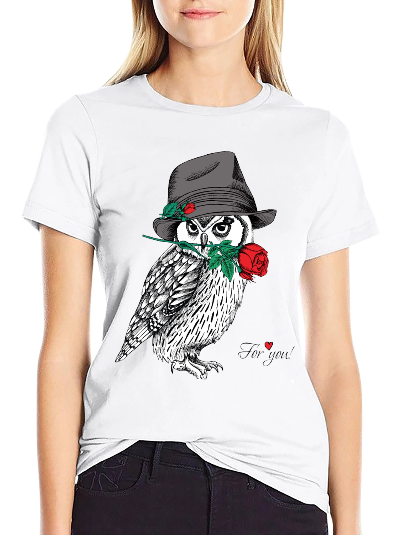 Owl in Hat T-Shirt - Unique Graphic Tee