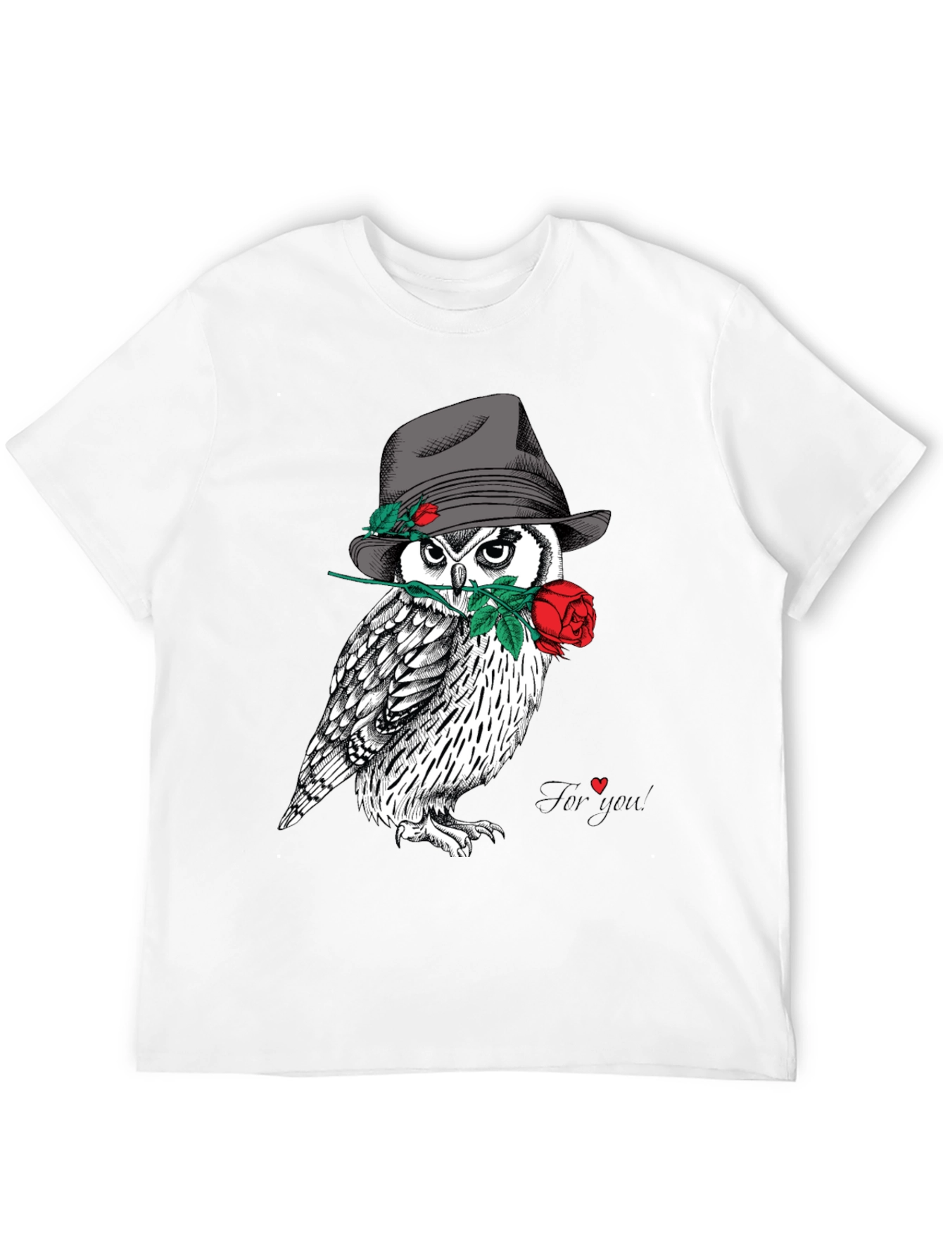 Owl in Hat T-Shirt - Unique Graphic Tee