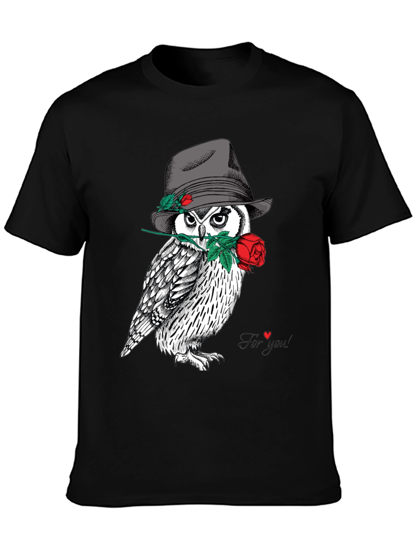 Owl in Hat T-Shirt - Unique Graphic Tee