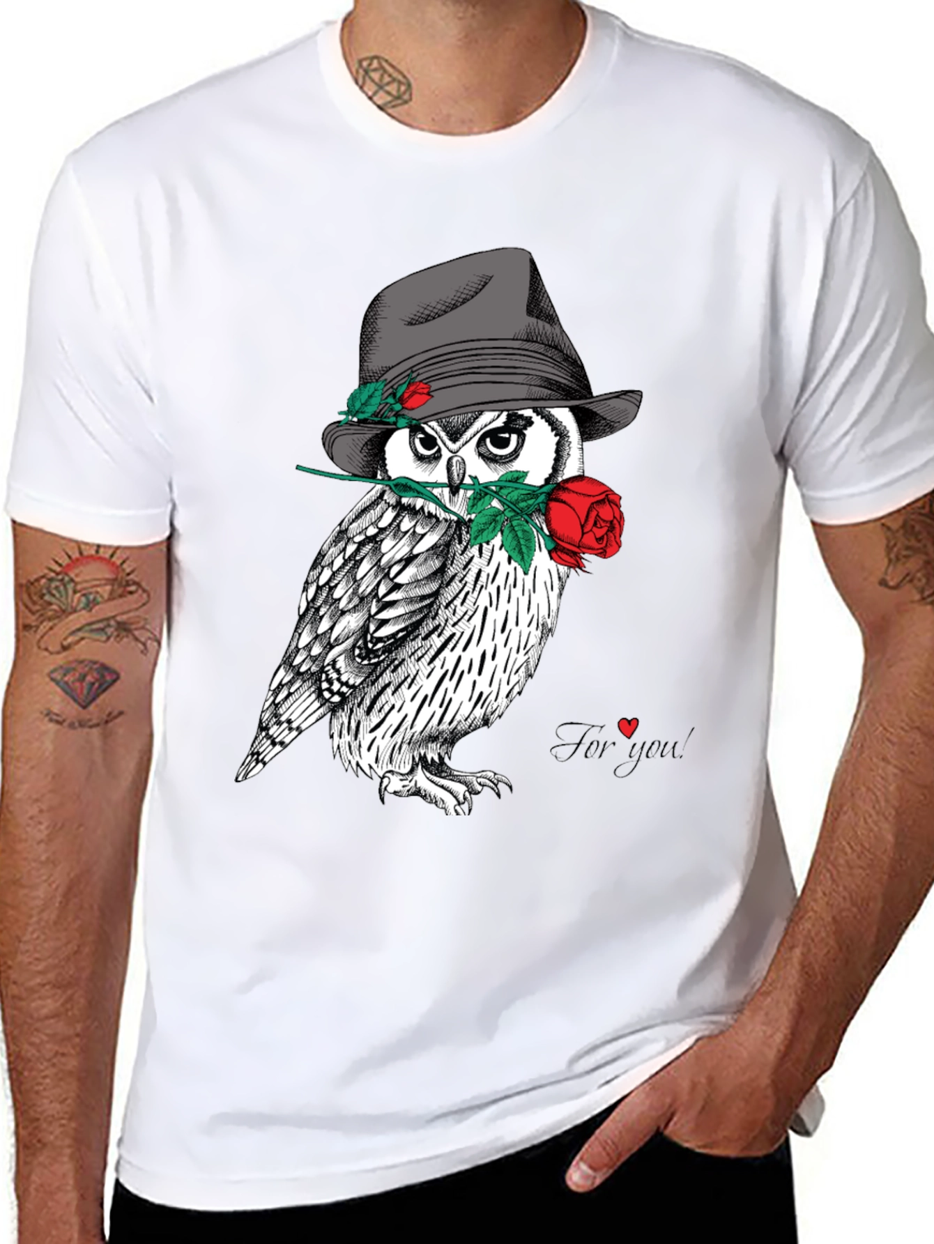 Owl in Hat T-Shirt - Unique Graphic Tee
