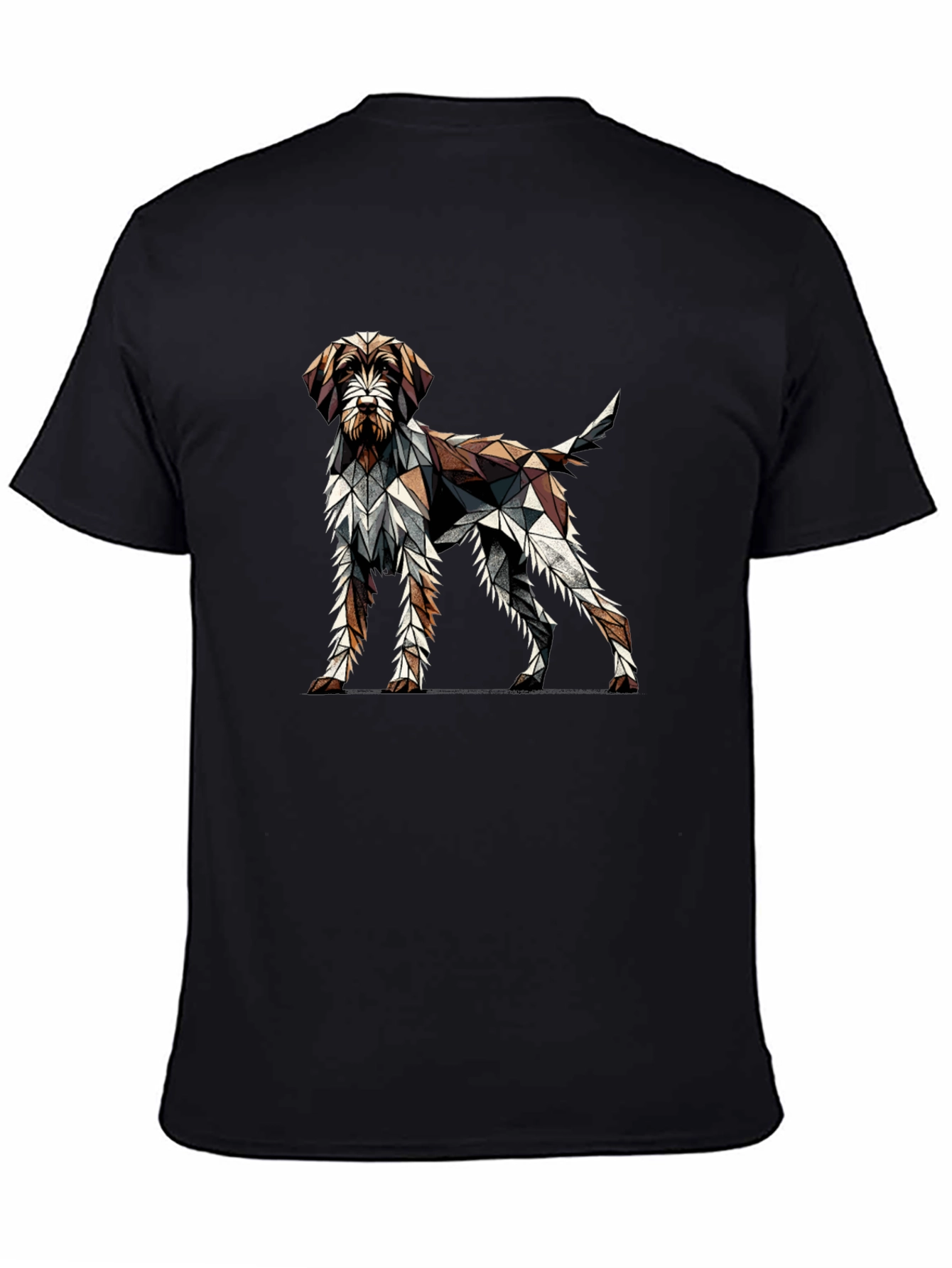 Geometric Dog Graphic T-Shirt - Mens Black Crew Neck