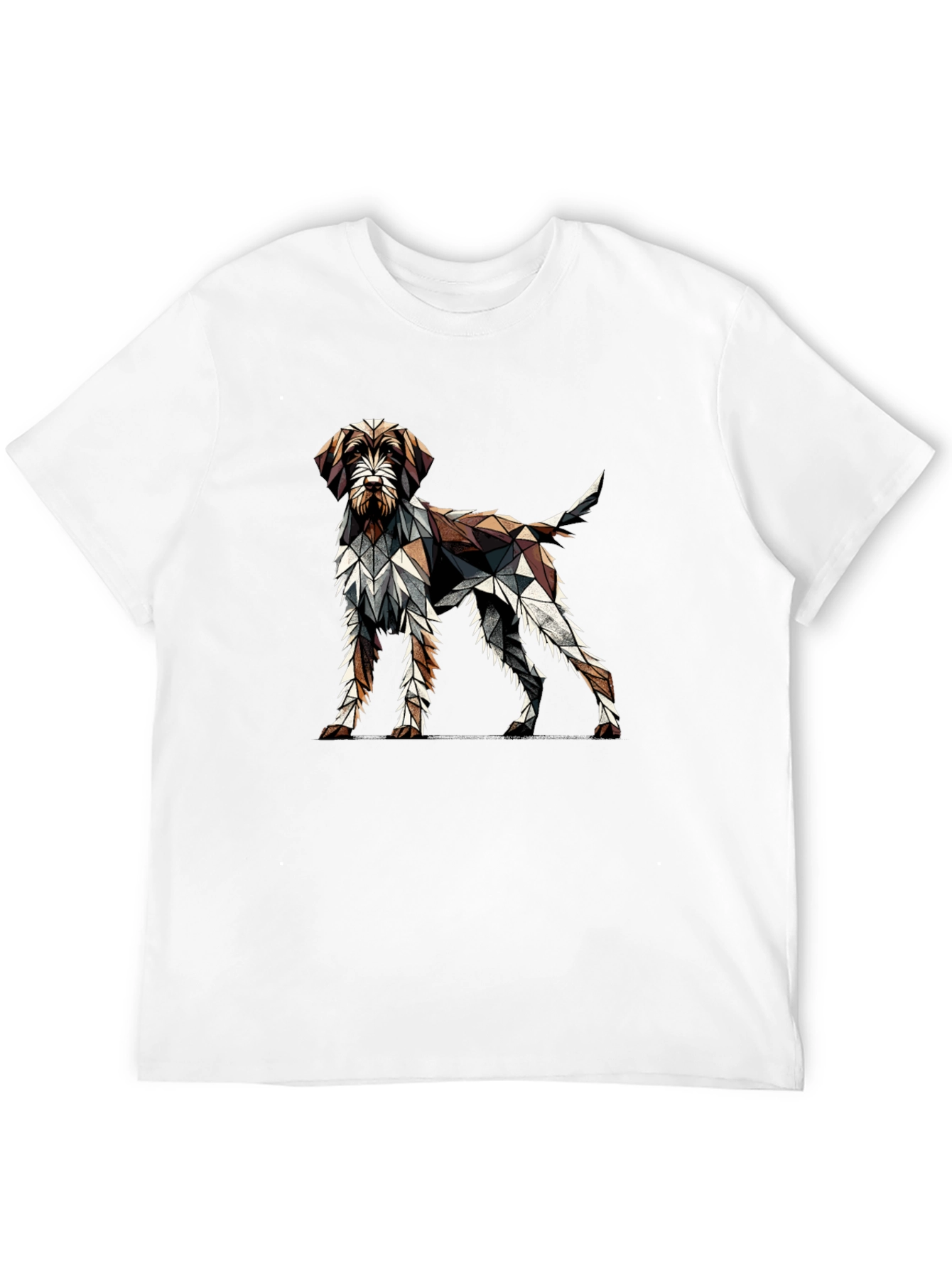 Geometric Dog Graphic T-Shirt - Mens Black Crew Neck
