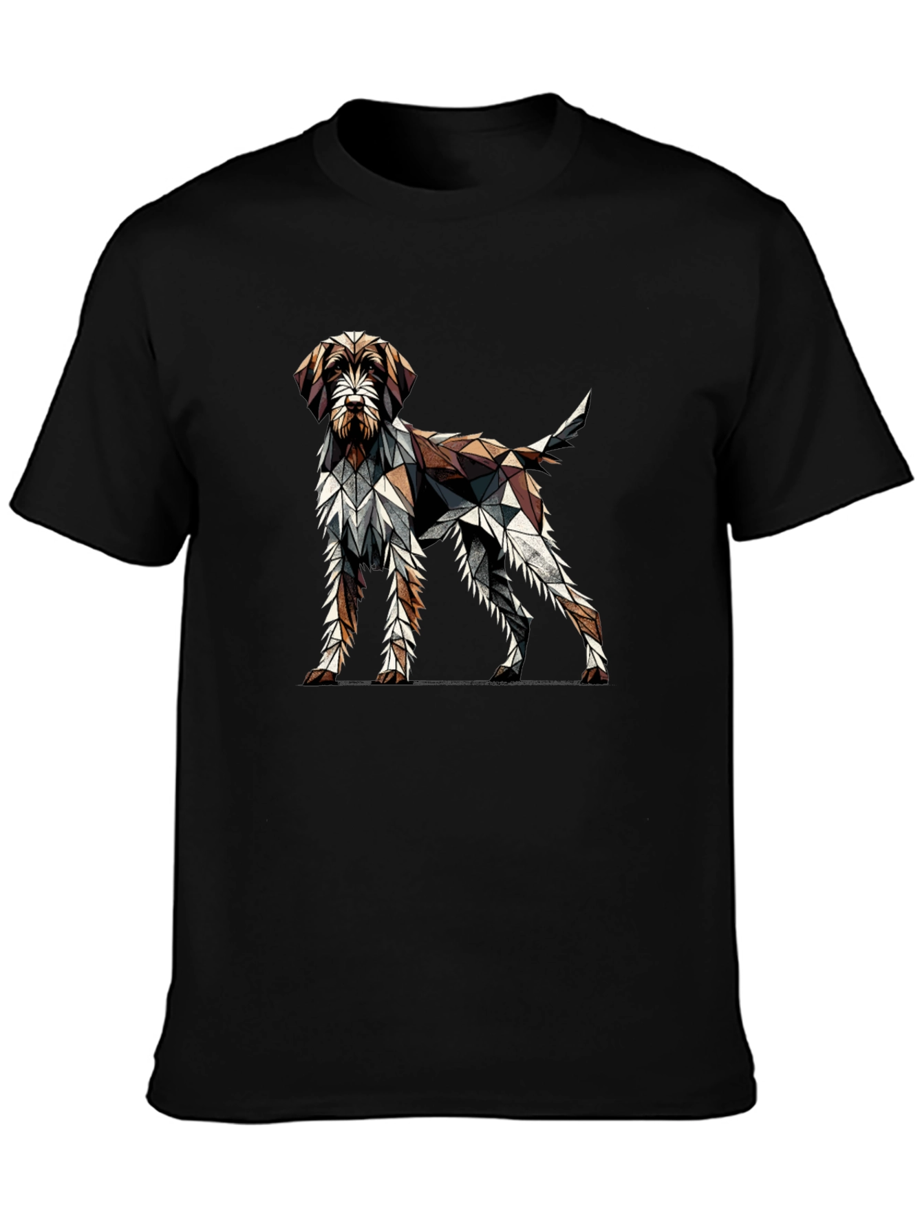 Geometric Dog Graphic T-Shirt - Mens Black Crew Neck