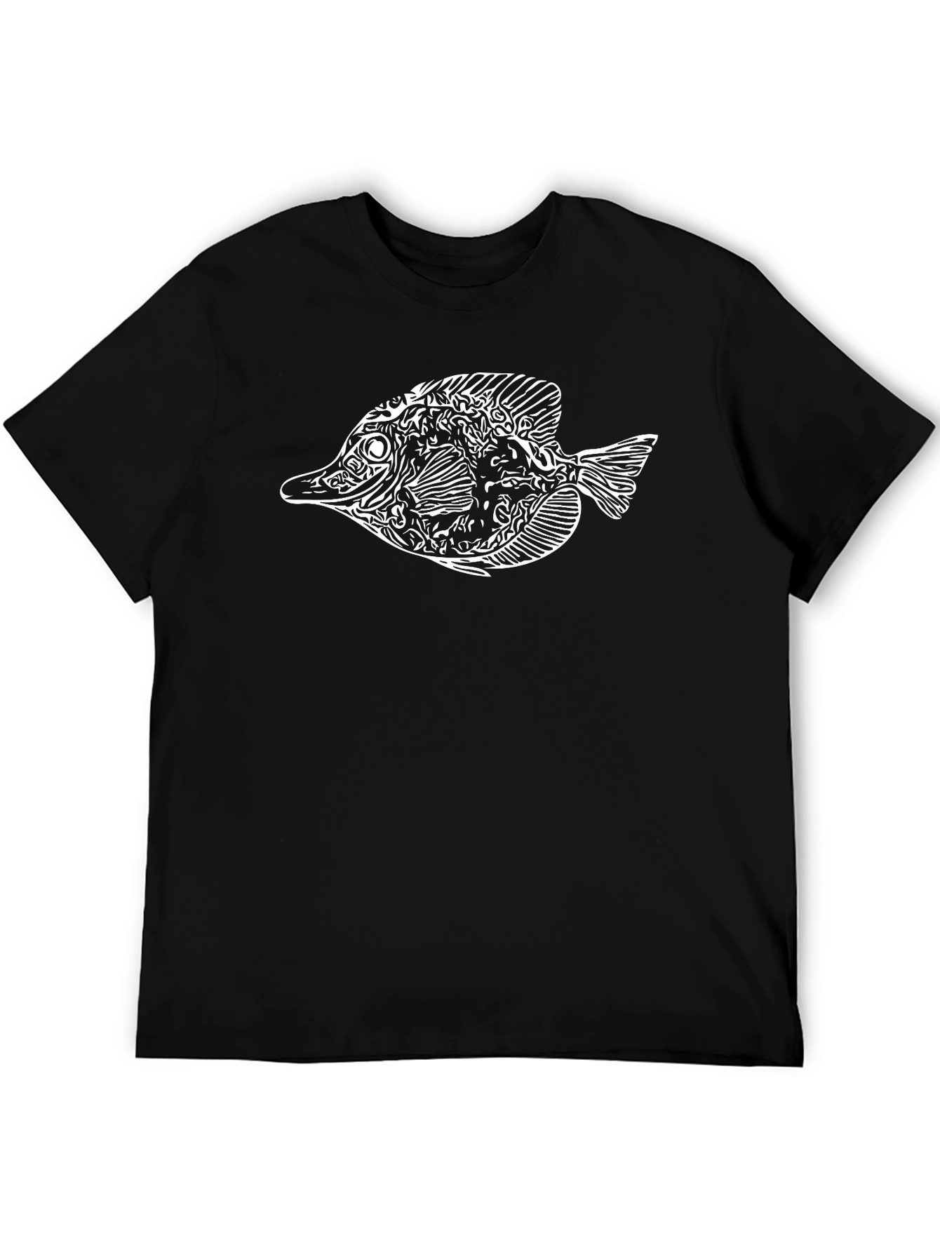 Fish Graphic T-Shirt - Black Cotton Blend