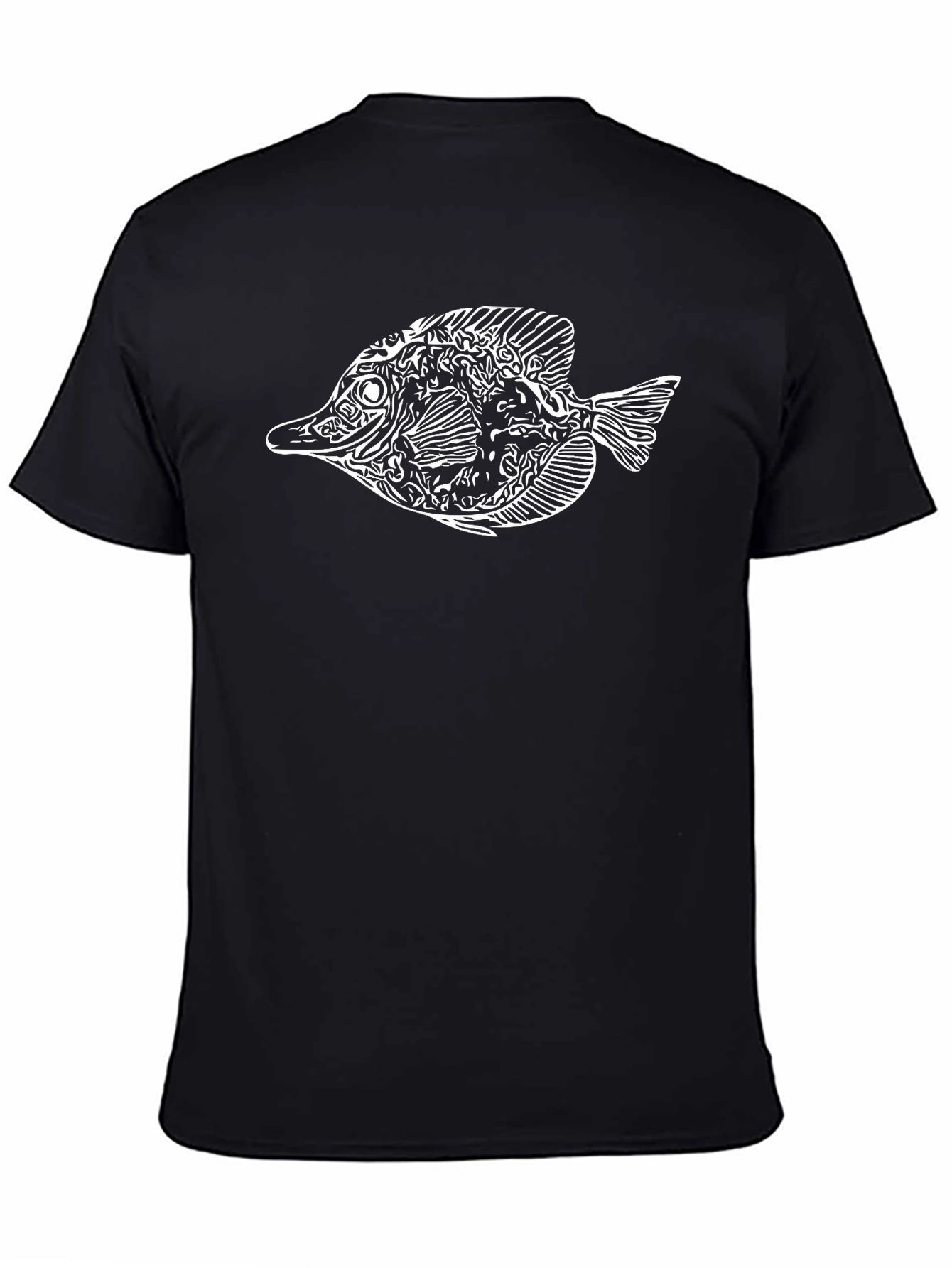 Fish Graphic T-Shirt - Black Cotton Blend