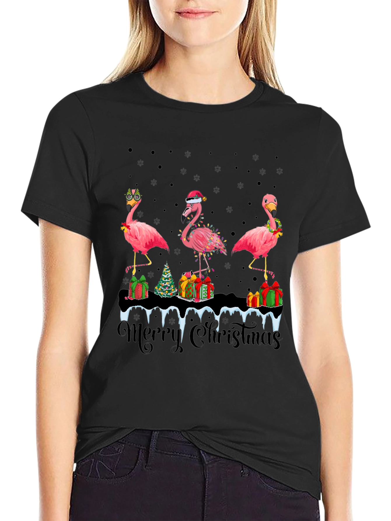 Festive Flamingo Christmas T-Shirt