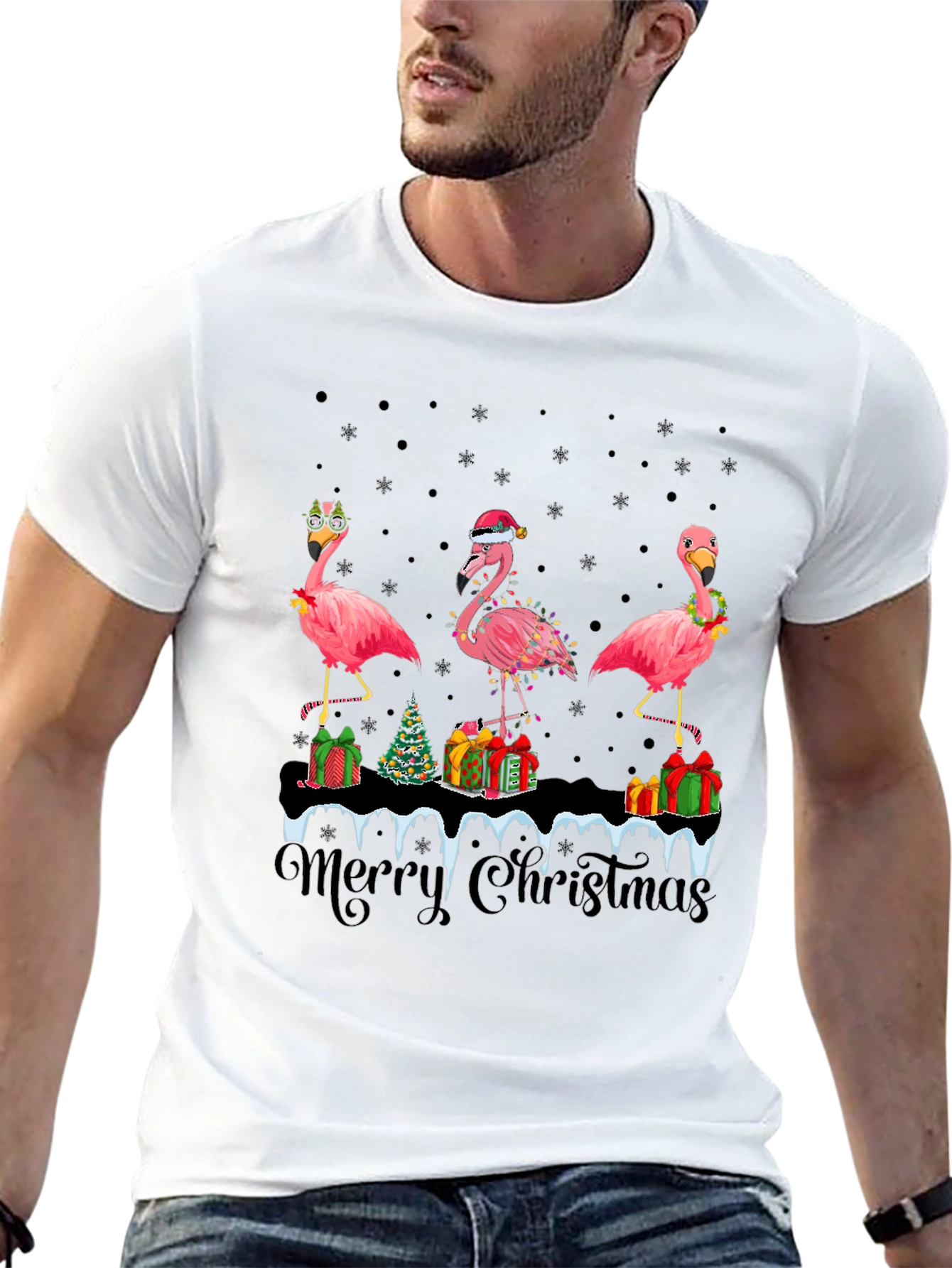 Festive Flamingo Christmas T-Shirt